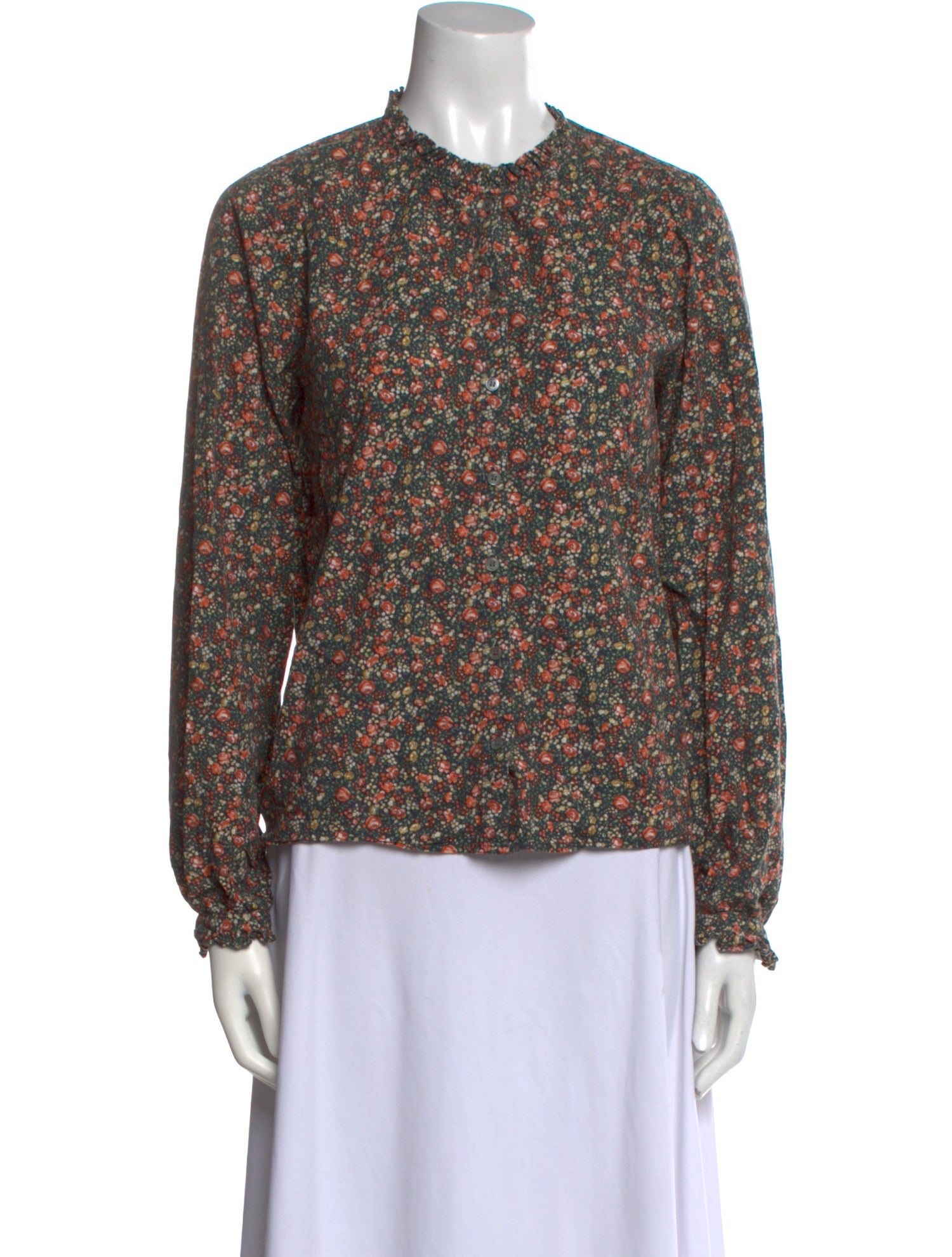 DÔEN Floral Print Crew Neck Blouse
