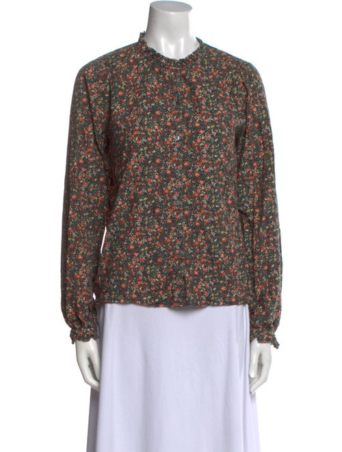 DÔEN Floral Print Crew Neck Blouse