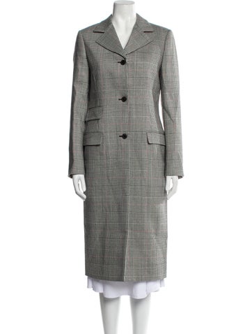 Dôen Coats Virgin Wool Plaid Print Peacoat XS