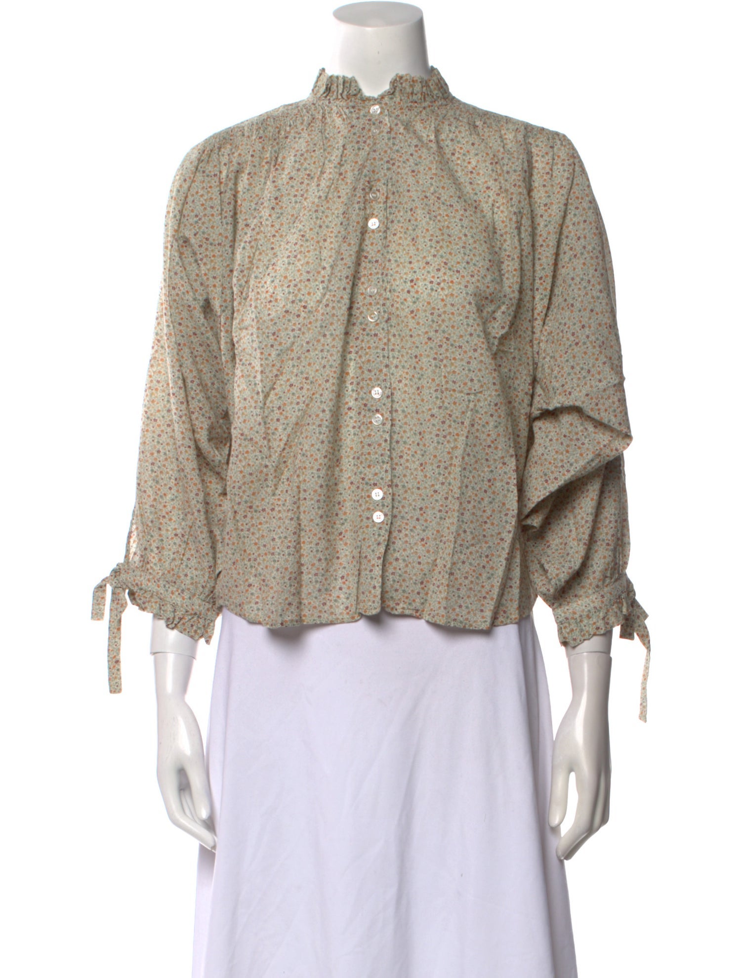 DÔEN Printed Mock Neck Crop Top