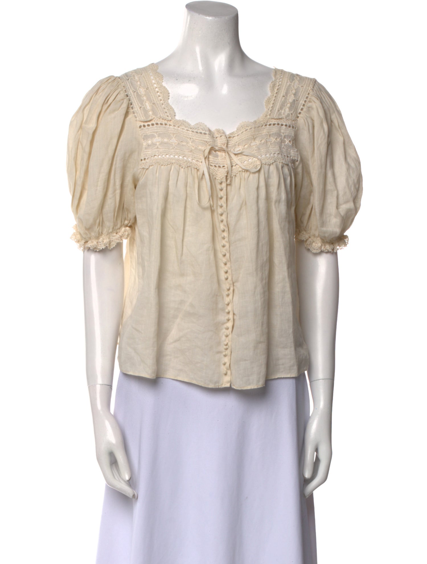 DÔEN Square Neckline Short Sleeve Blouse