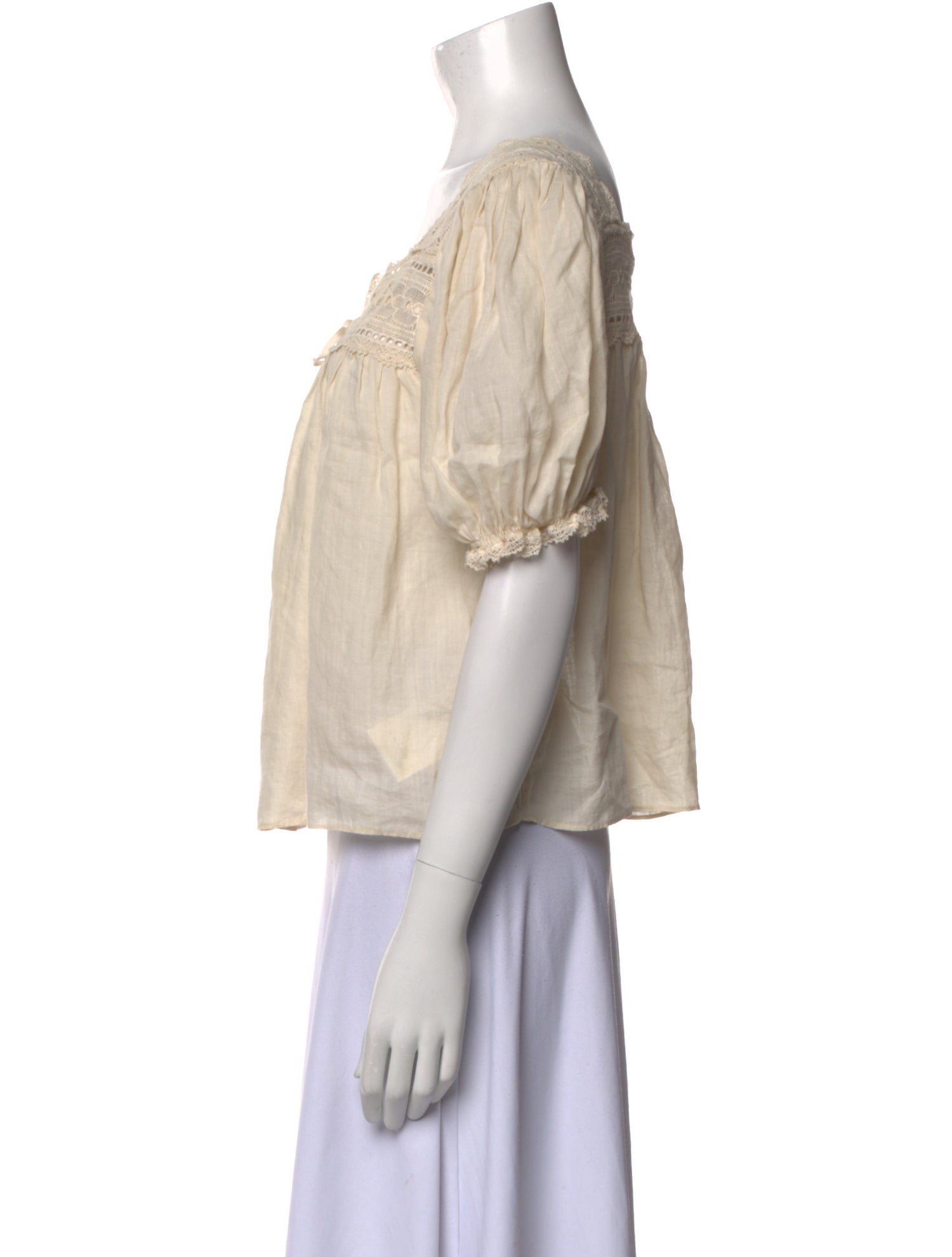 DÔEN Square Neckline Short Sleeve Blouse