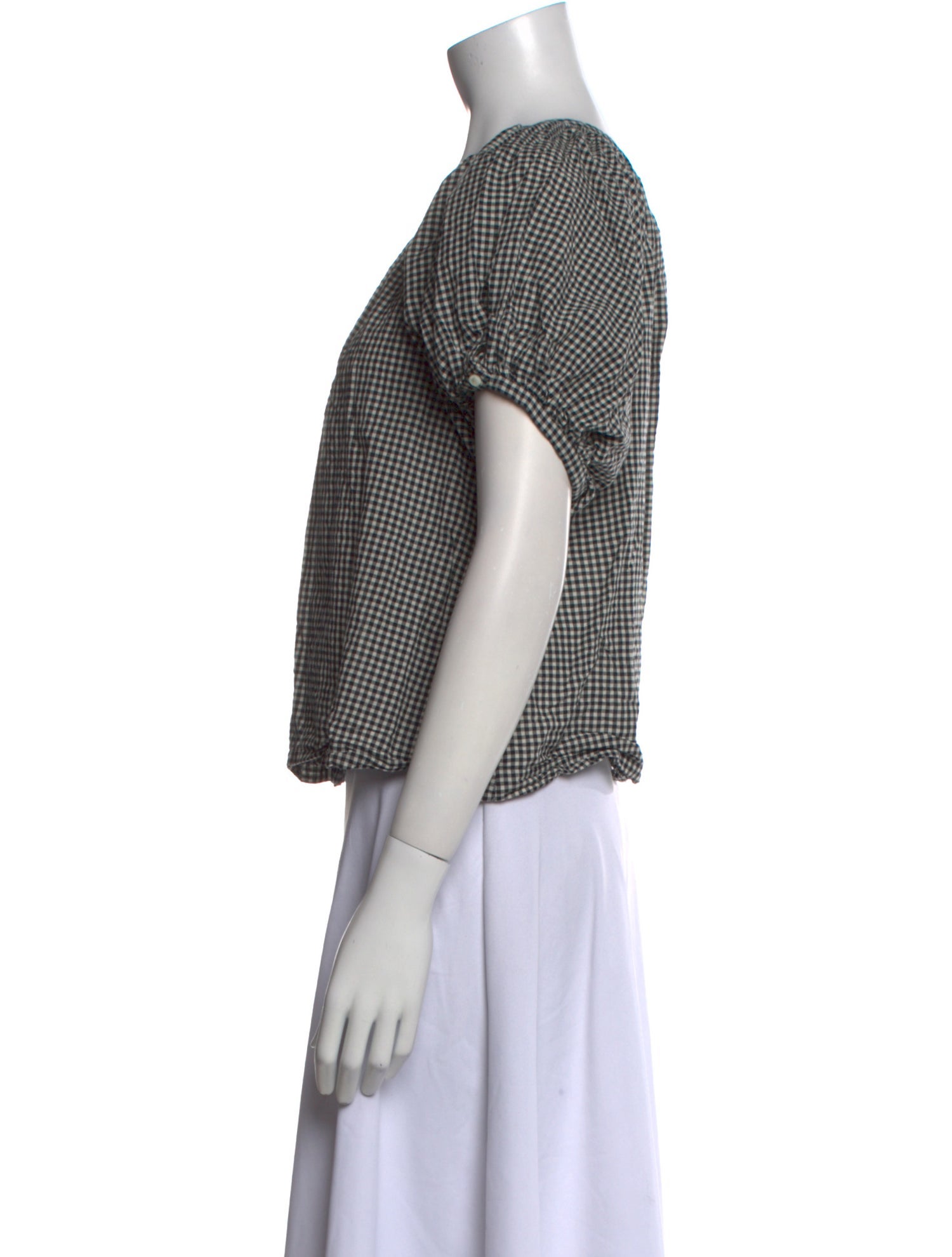 DÔEN Plaid Print Scoop Neck Top