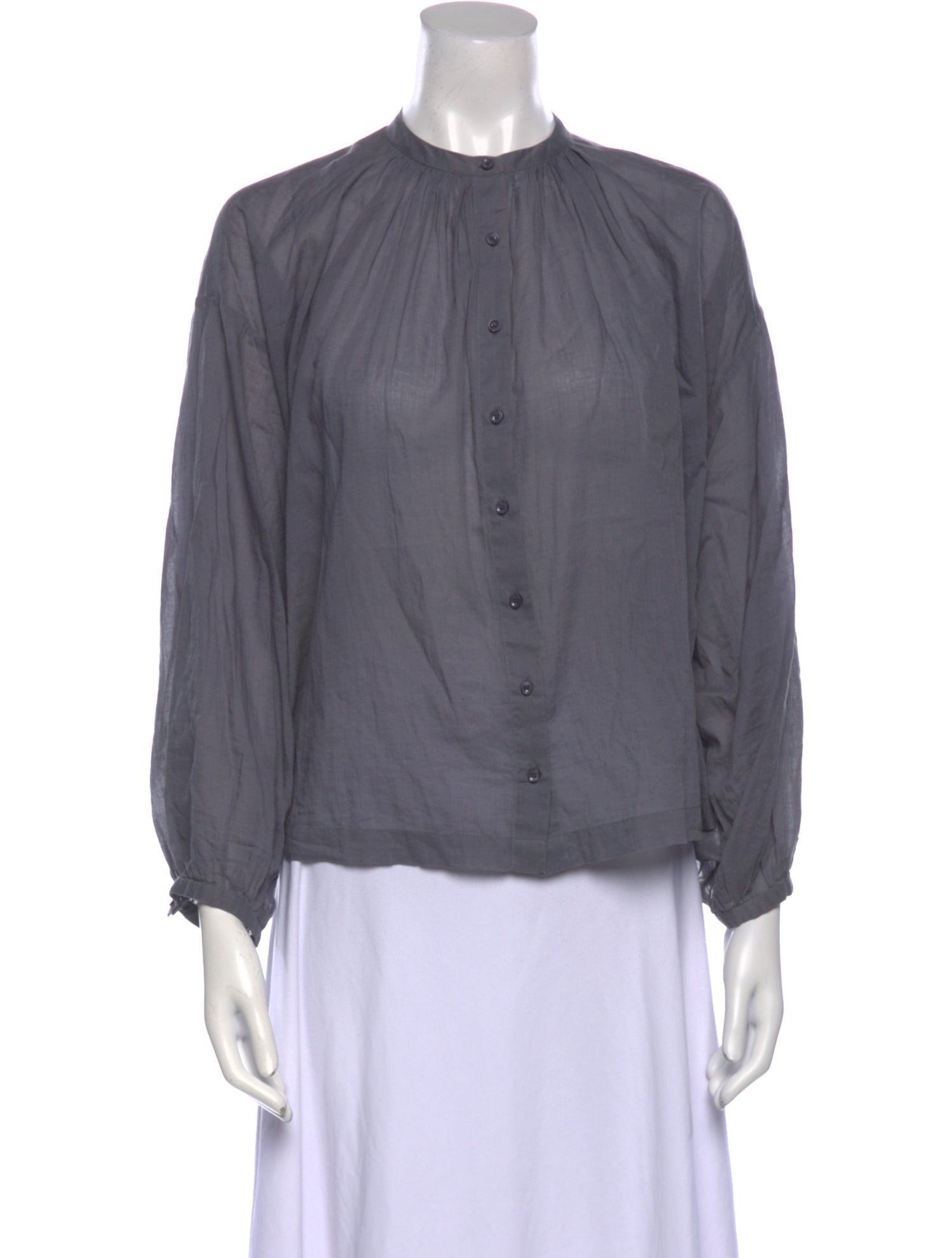 DÔEN Mock Neck Three-Quarter Sleeve Blouse