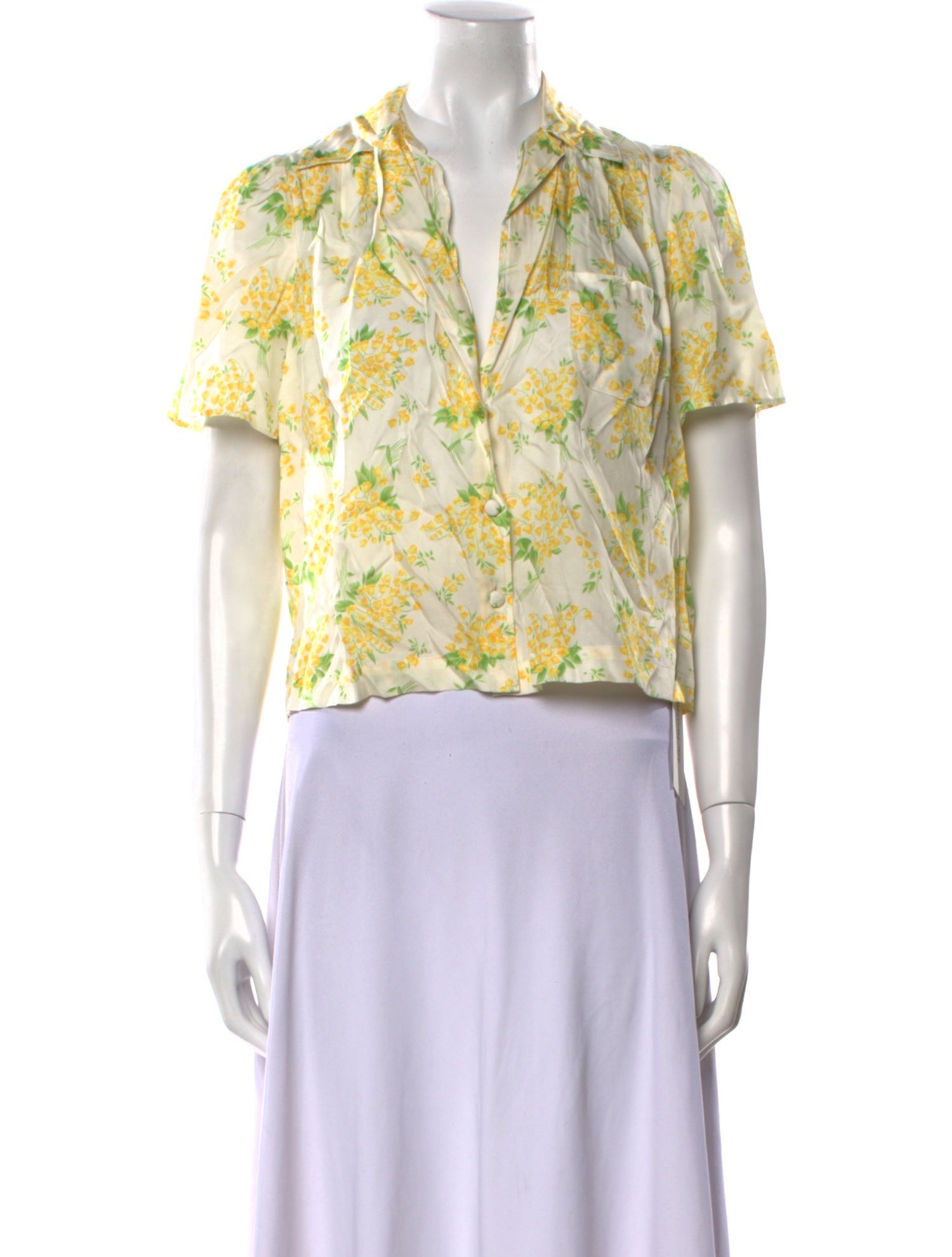 DÔEN Floral Print V-Neck Crop Top