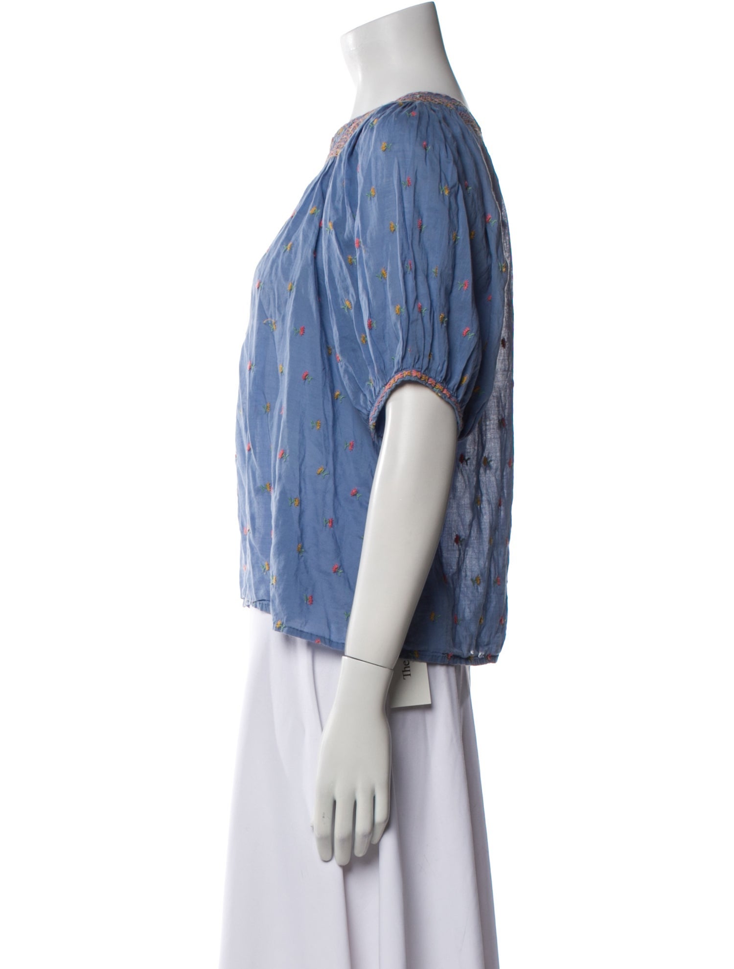 DÔEN Printed Bateau Neckline Blouse