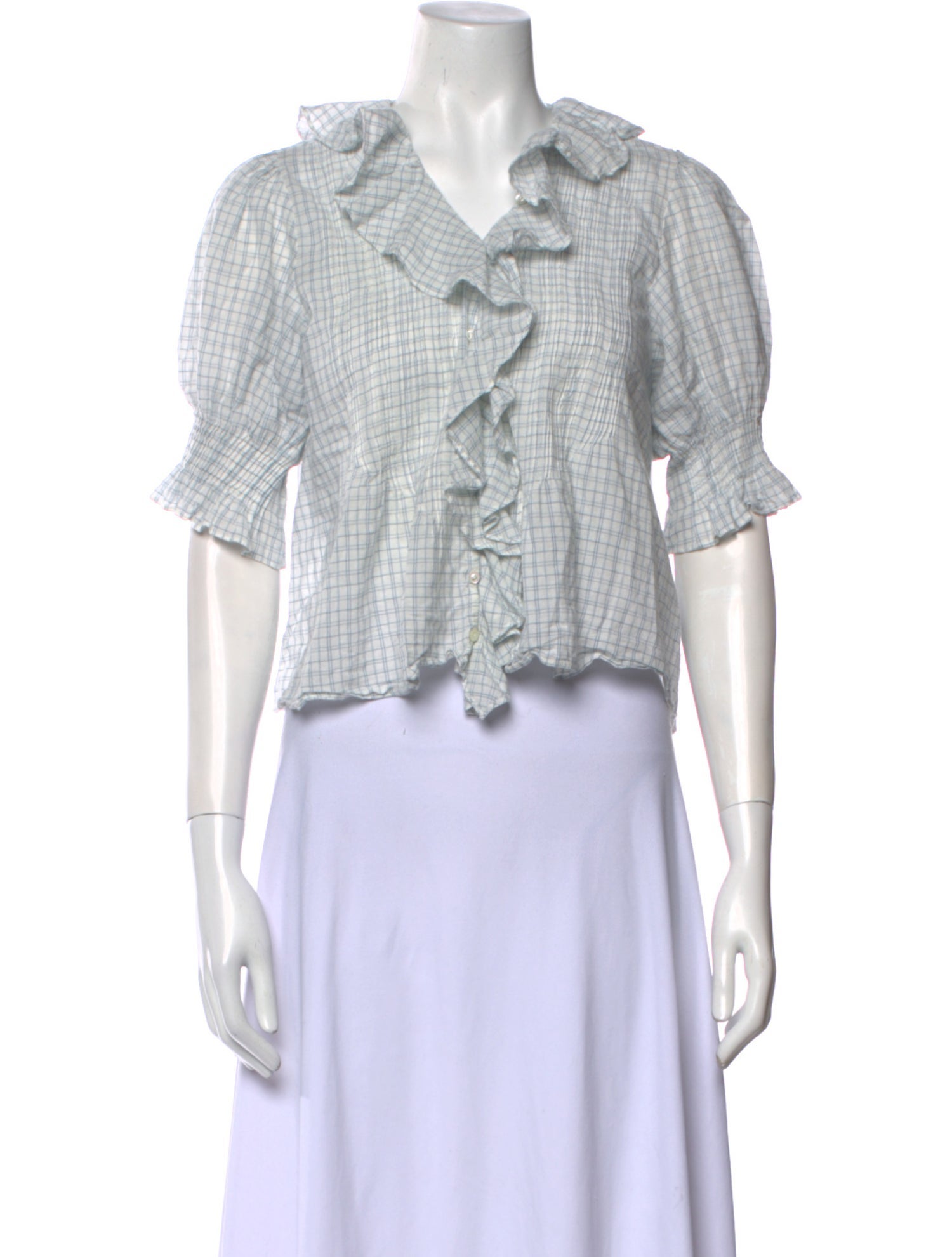 DÔEN Plaid Print Square Neckline Crop Top