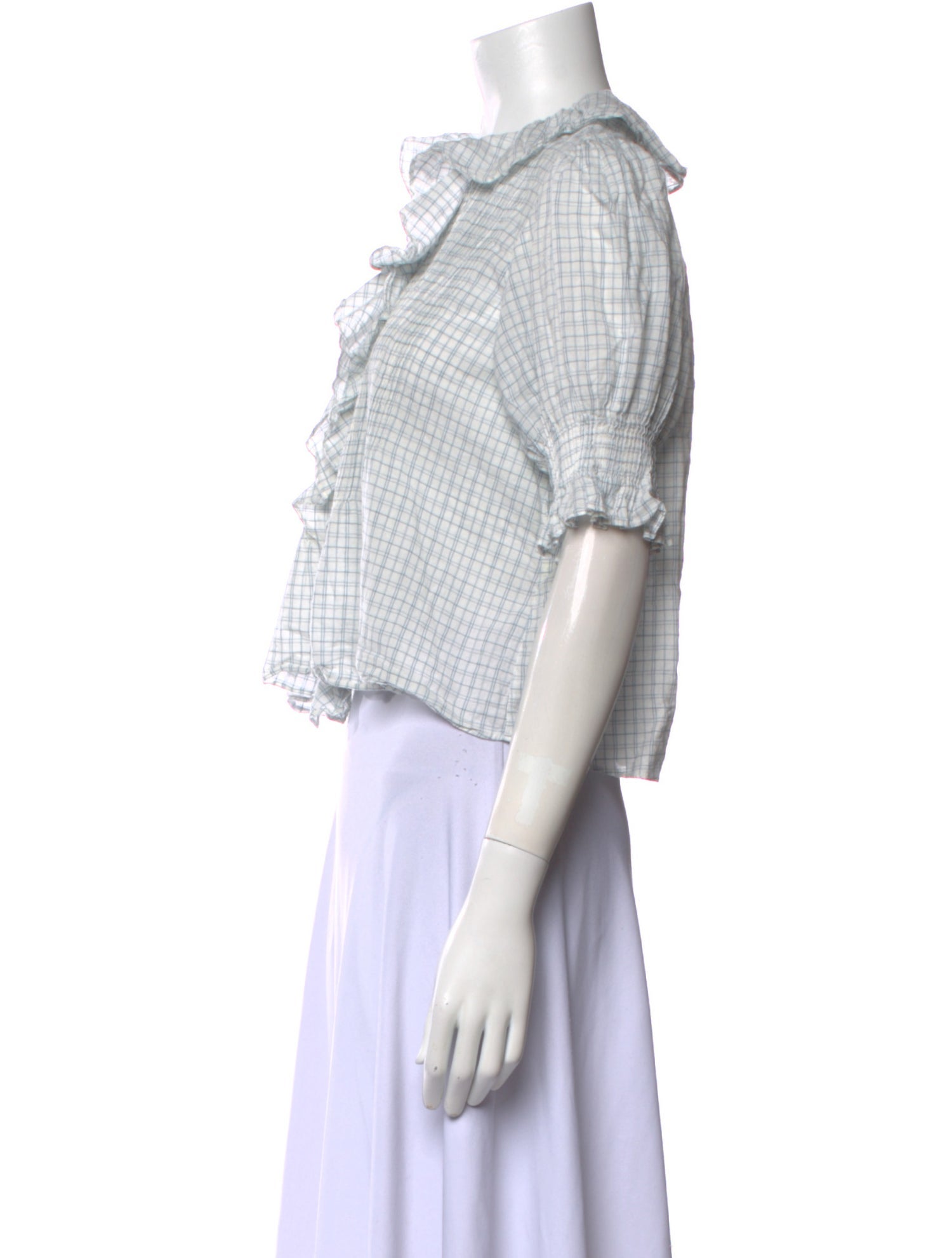 DÔEN Plaid Print Square Neckline Crop Top