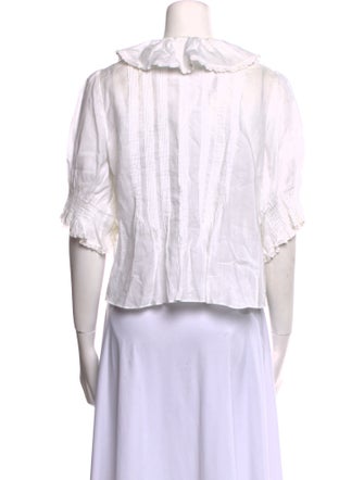 DÔEN V-Neck Three-Quarter Sleeve Crop Top