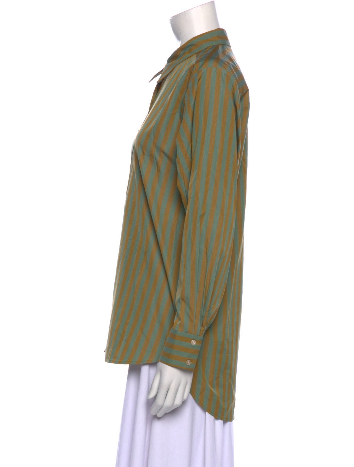 DÔEN Striped Long Sleeve Button-Up Top