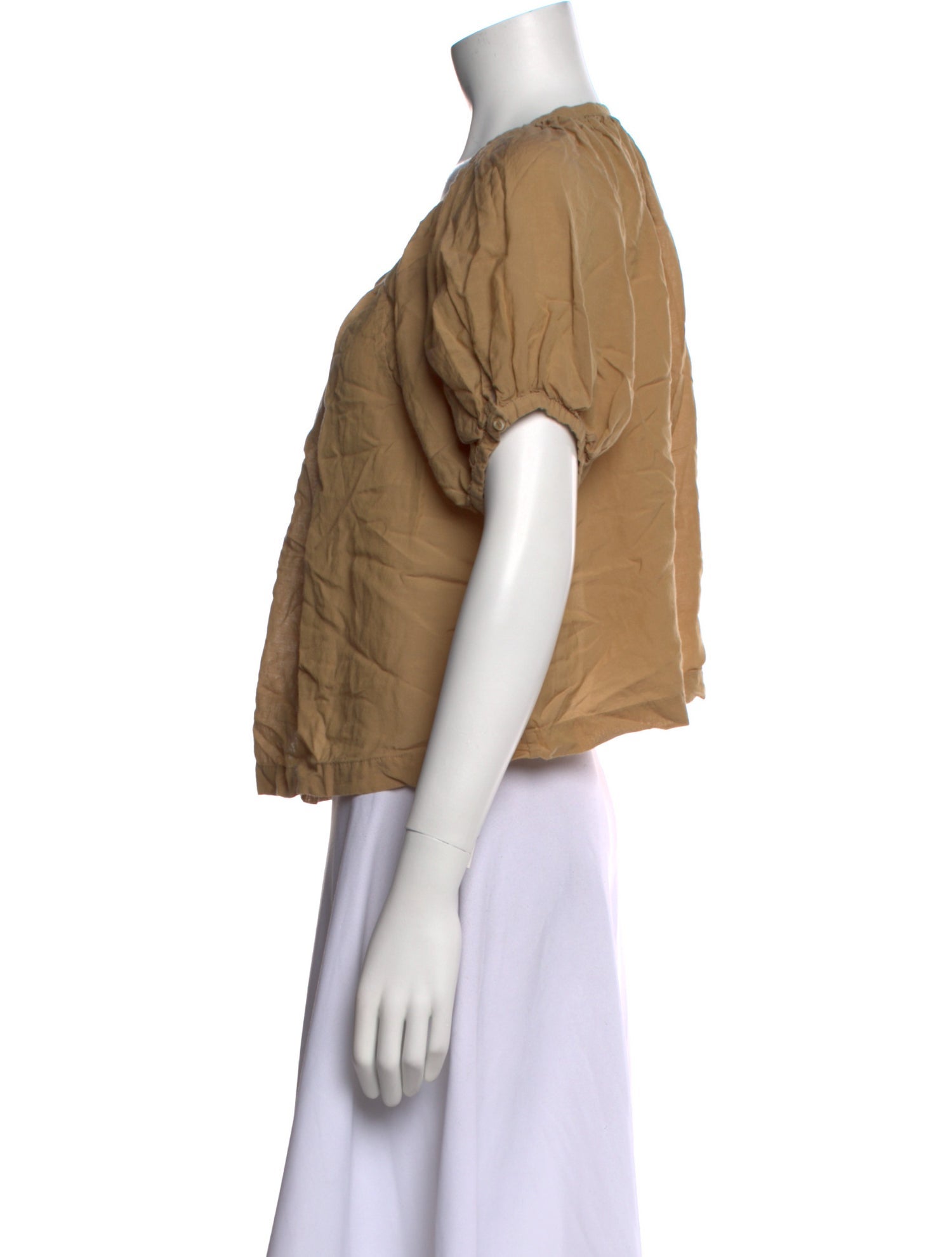 DÔEN Scoop Neck Short Sleeve Blouse