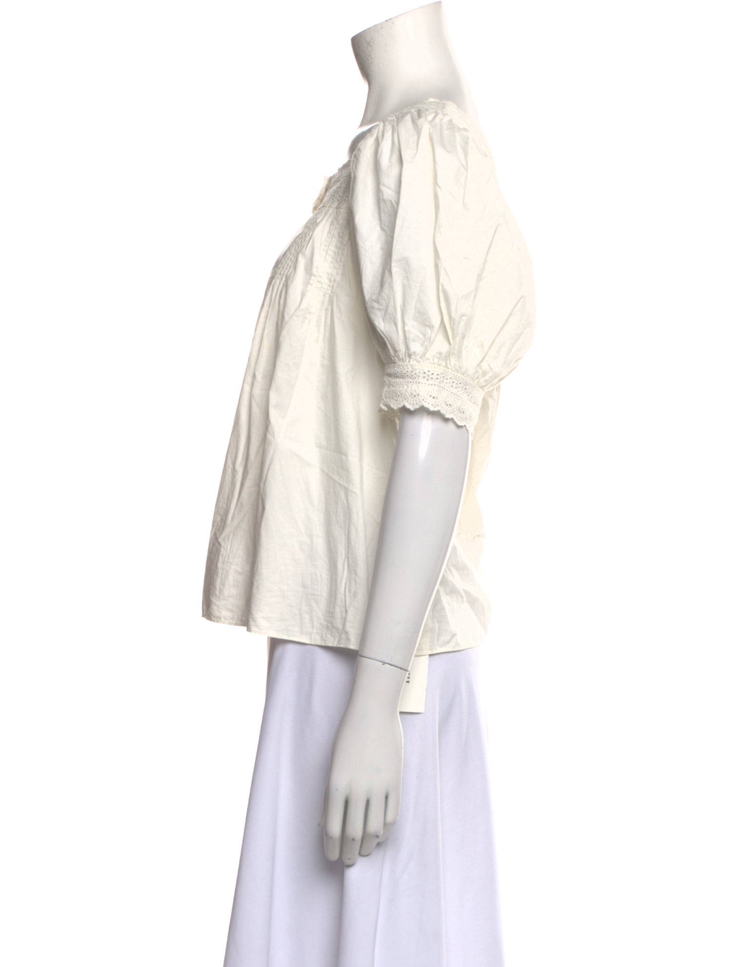 DÔEN Square Neckline Short Sleeve Blouse