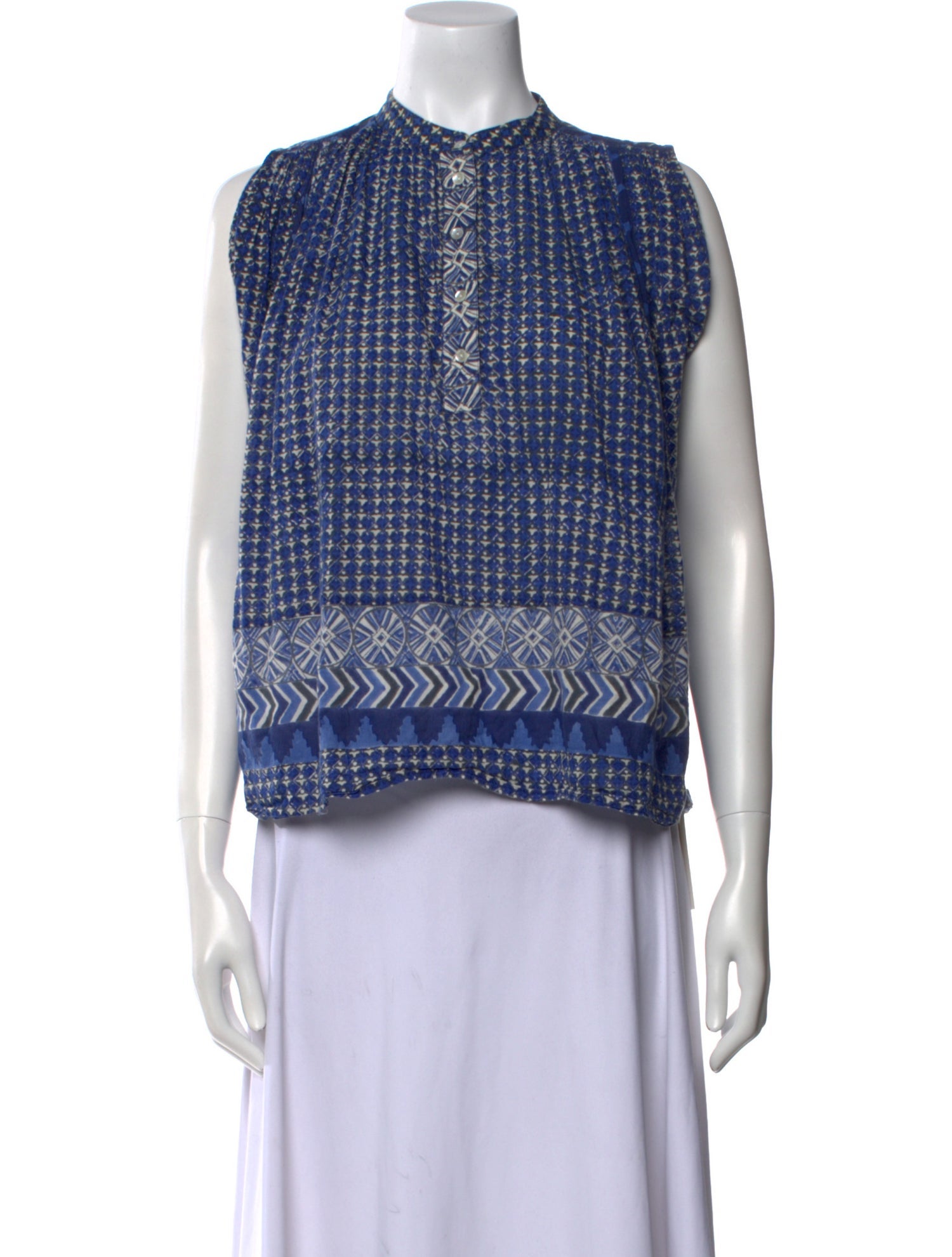 DÔEN Printed Mock Neck Top