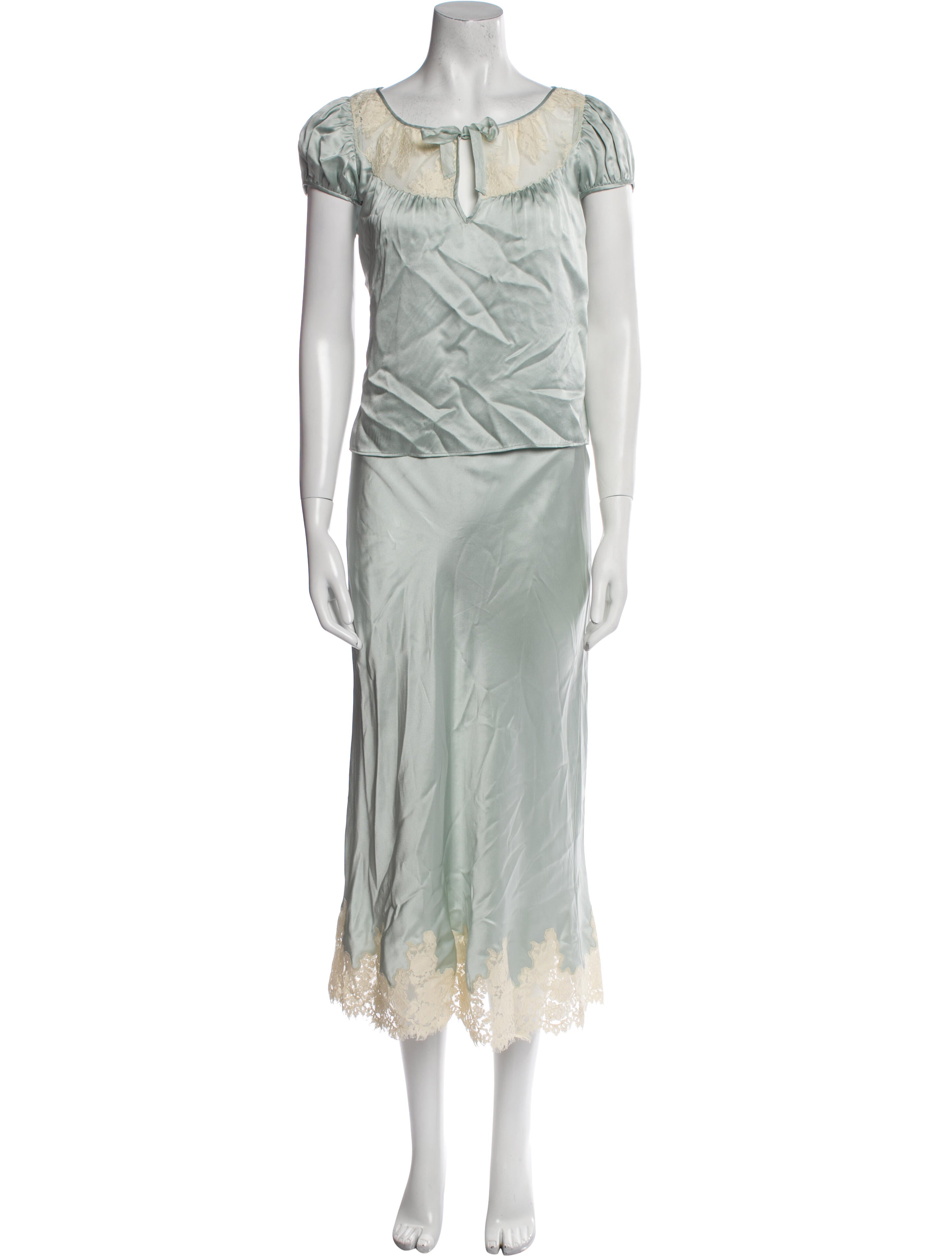 DÔEN Silk Ruffle Embellishment Skirt Set