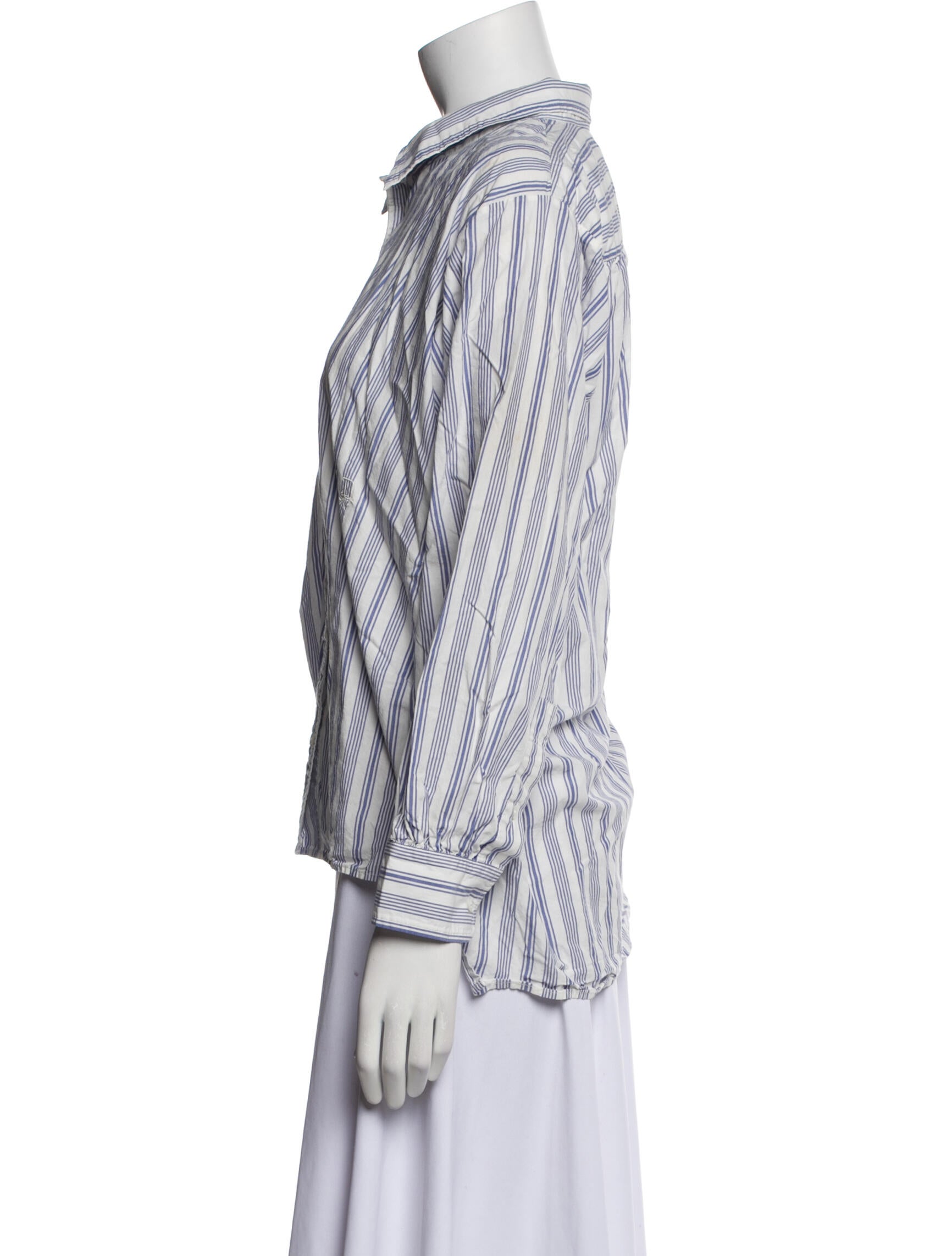 DÔEN Striped Long Sleeve Button-Up Top