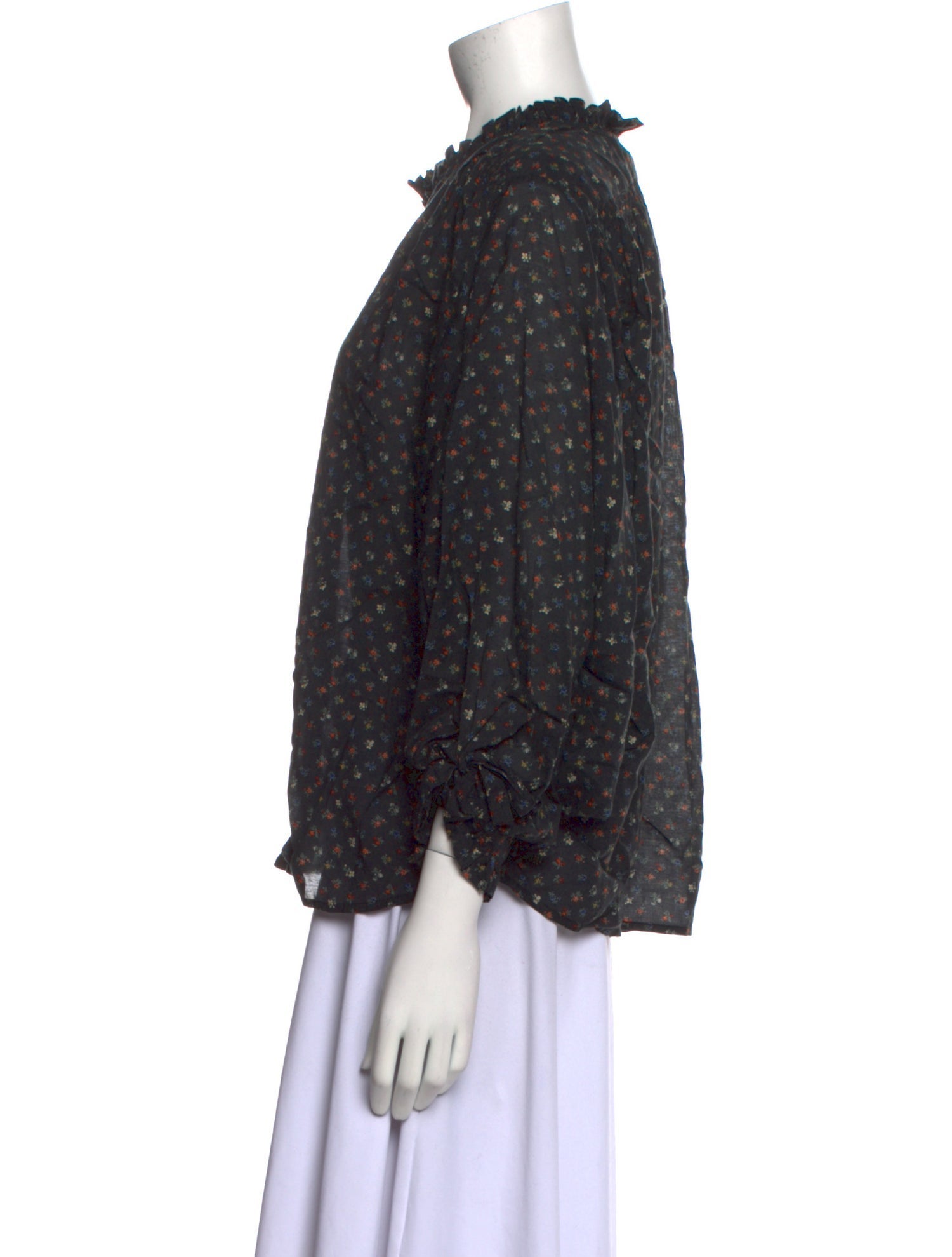 DÔEN Printed Mock Neck Blouse