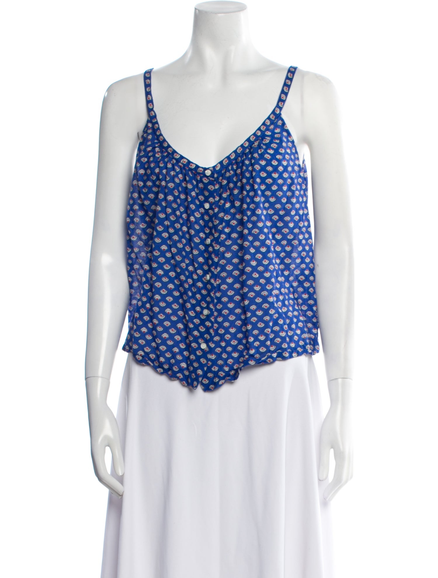 DÔEN Printed V-Neck Top