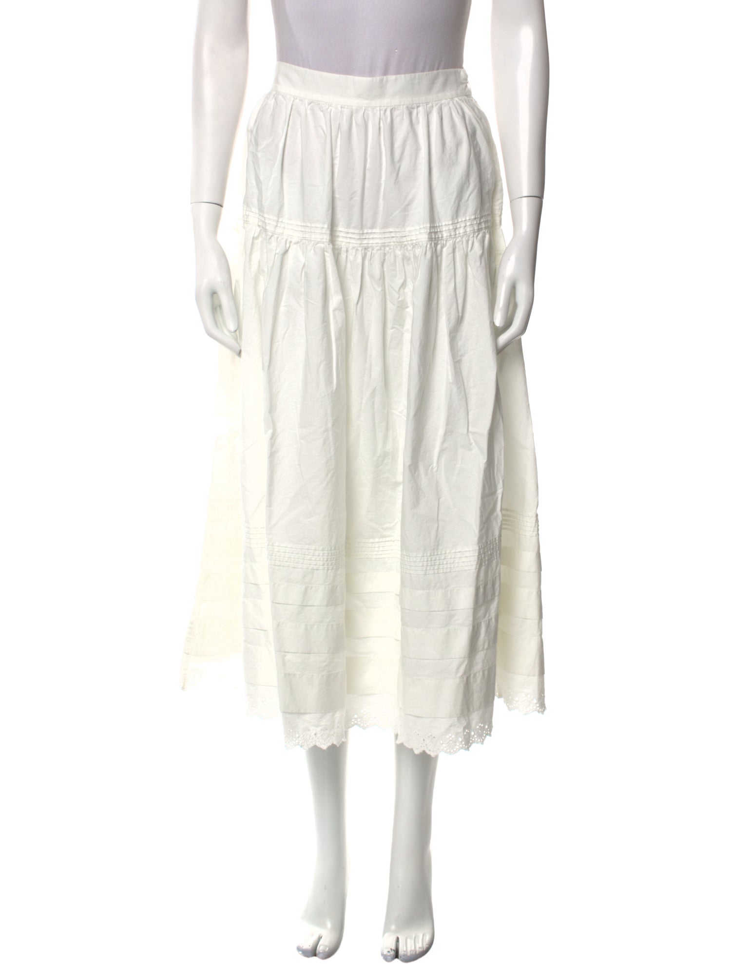 DÔEN Eyelet Trim Midi Length Skirt