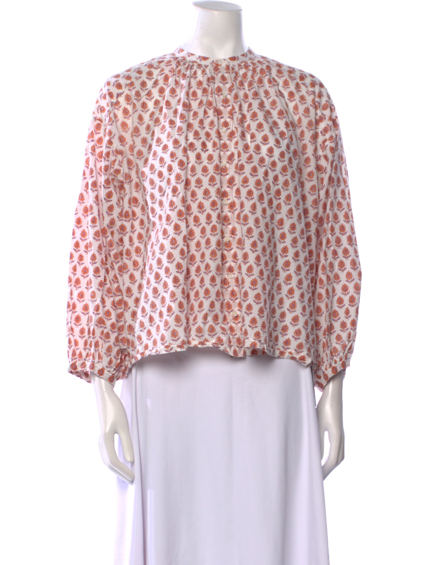 DÔEN Floral Print Crew Neck Blouse