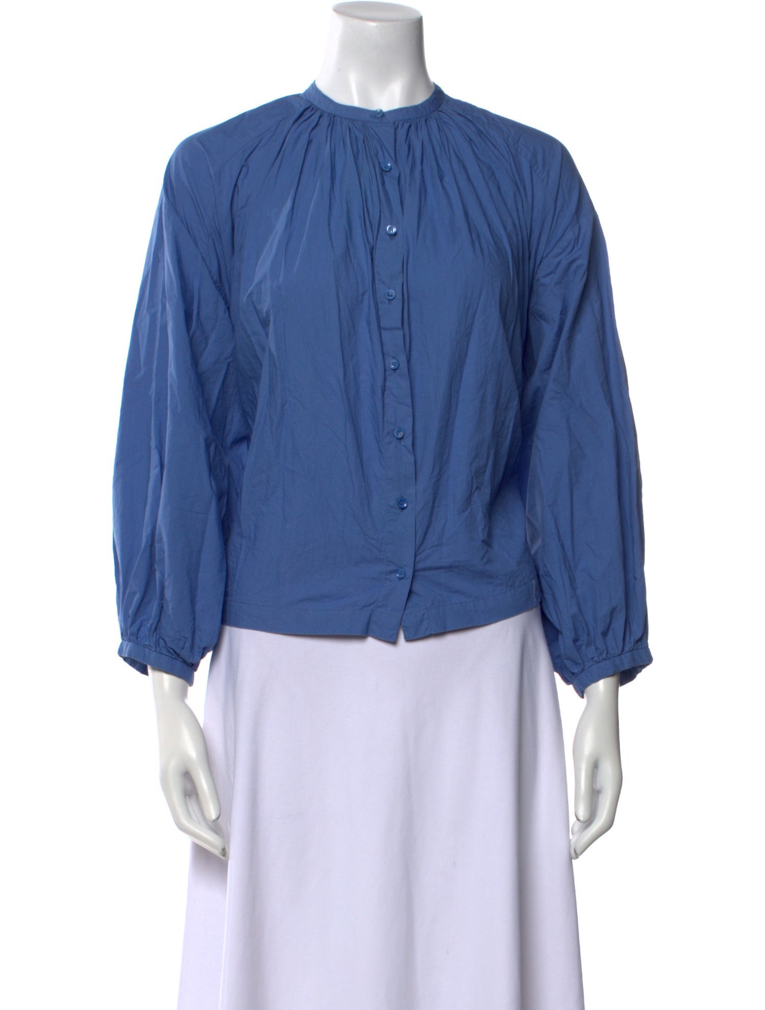 DÔEN Mock Neck Three-Quarter Sleeve Blouse