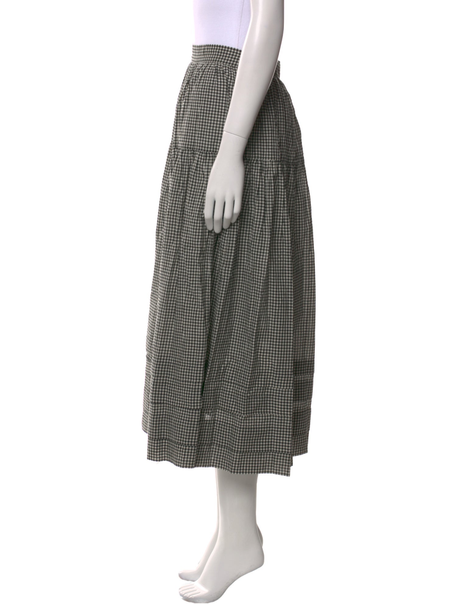 DÔEN Plaid Print Midi Length Skirt