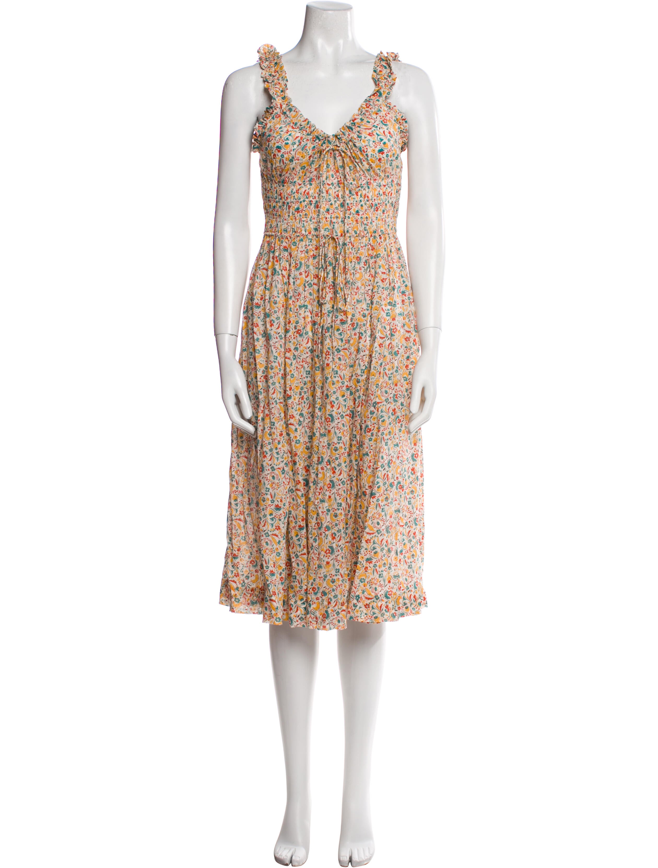 DÔEN Floral Print Midi Length Dress