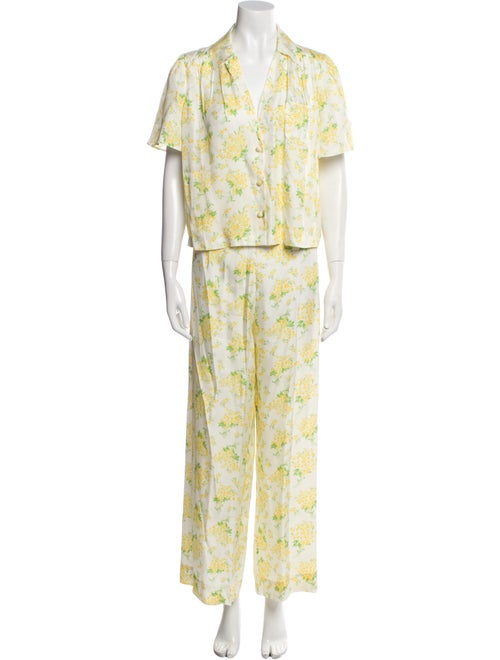 DÔEN Silk Floral Print Pant Set