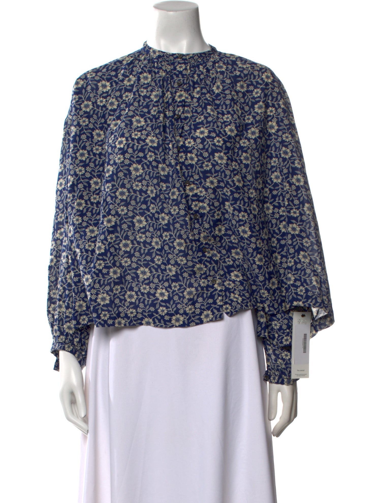 DÔEN Floral Print Crew Neck Blouse