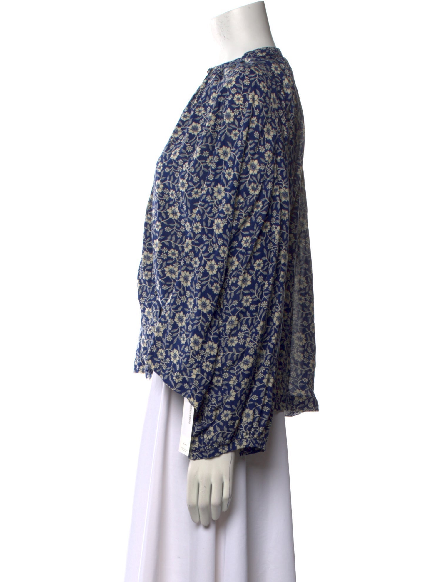 DÔEN Floral Print Crew Neck Blouse