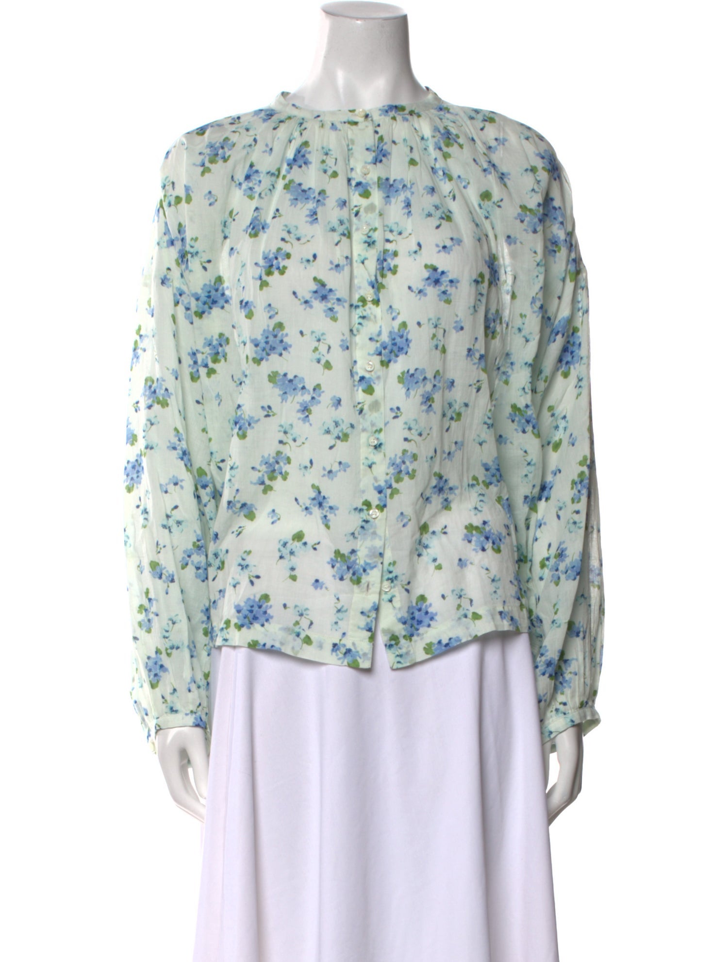 DÔEN Floral Print Crew Neck Blouse