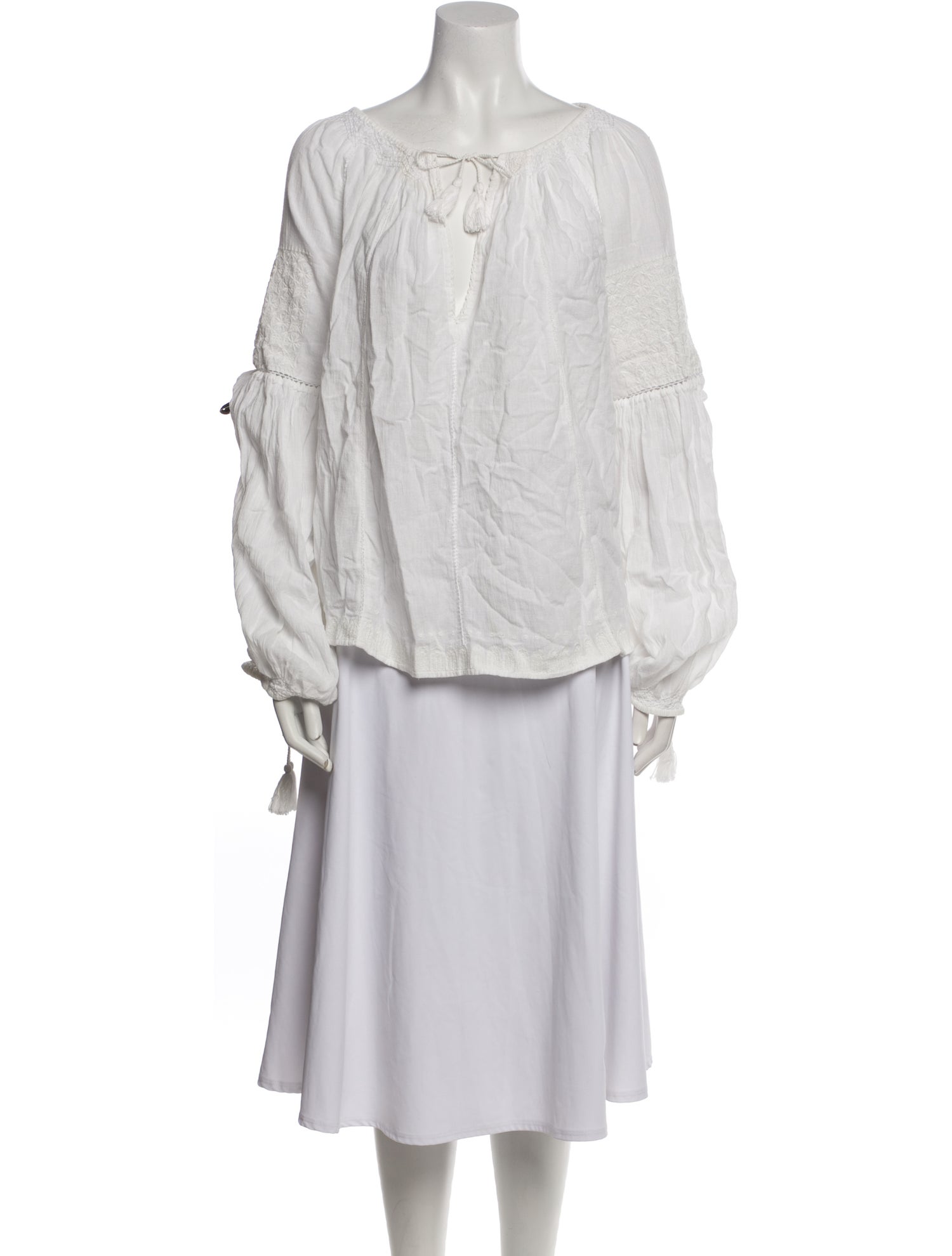 DÔEN Scoop Neck Long Sleeve Blouse