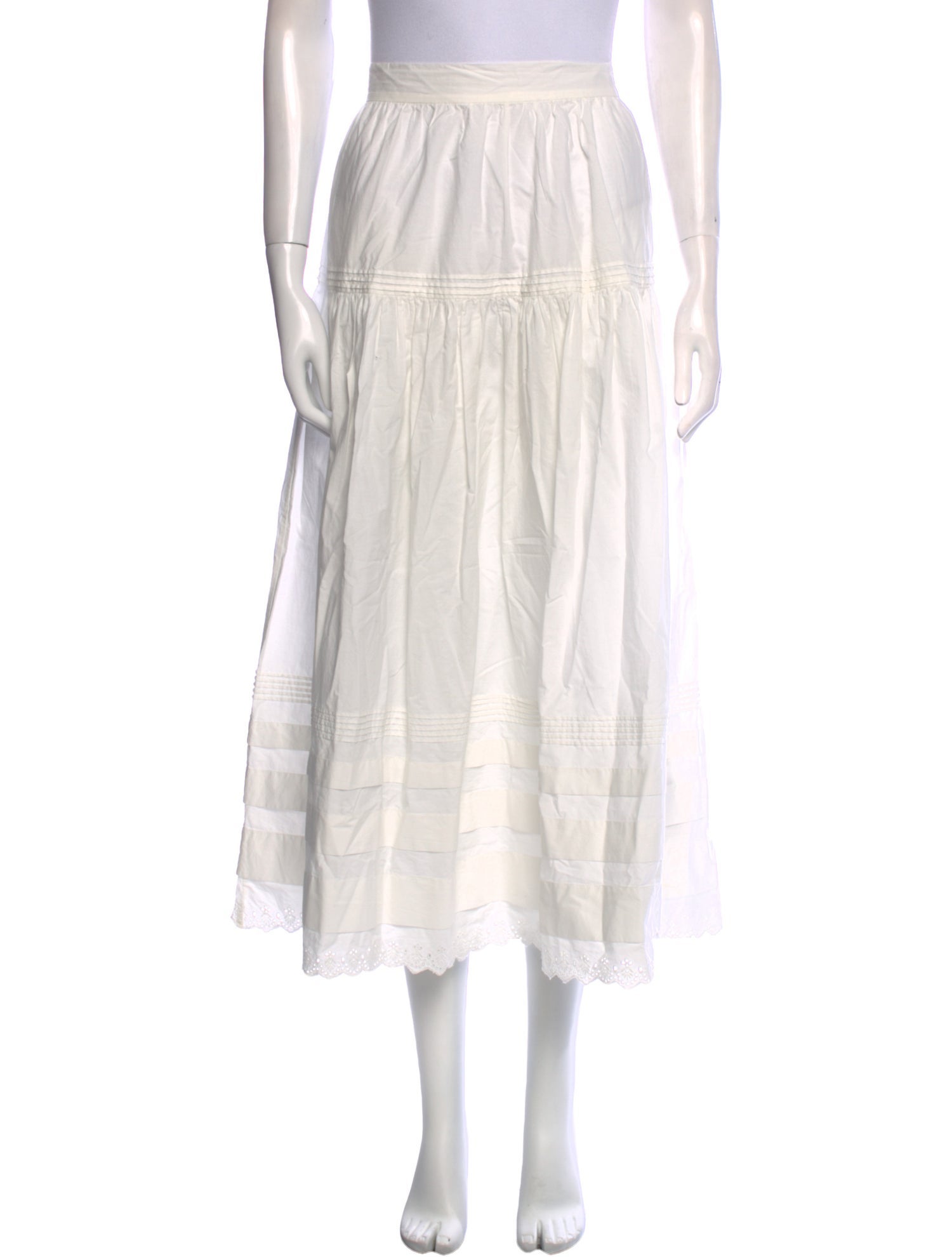 DÔEN Eyelet Trim Midi Length Skirt