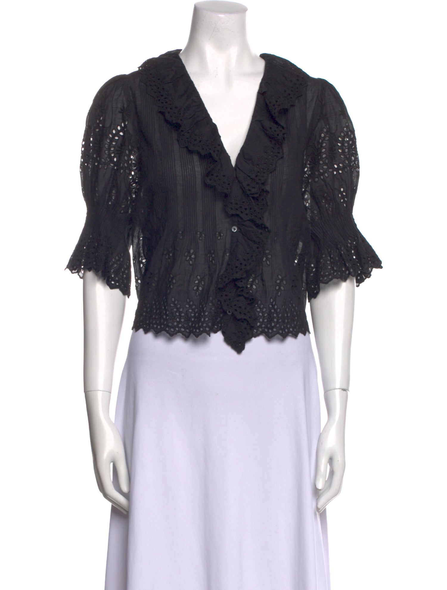 DÔEN V-Neck Short Sleeve Crop Top