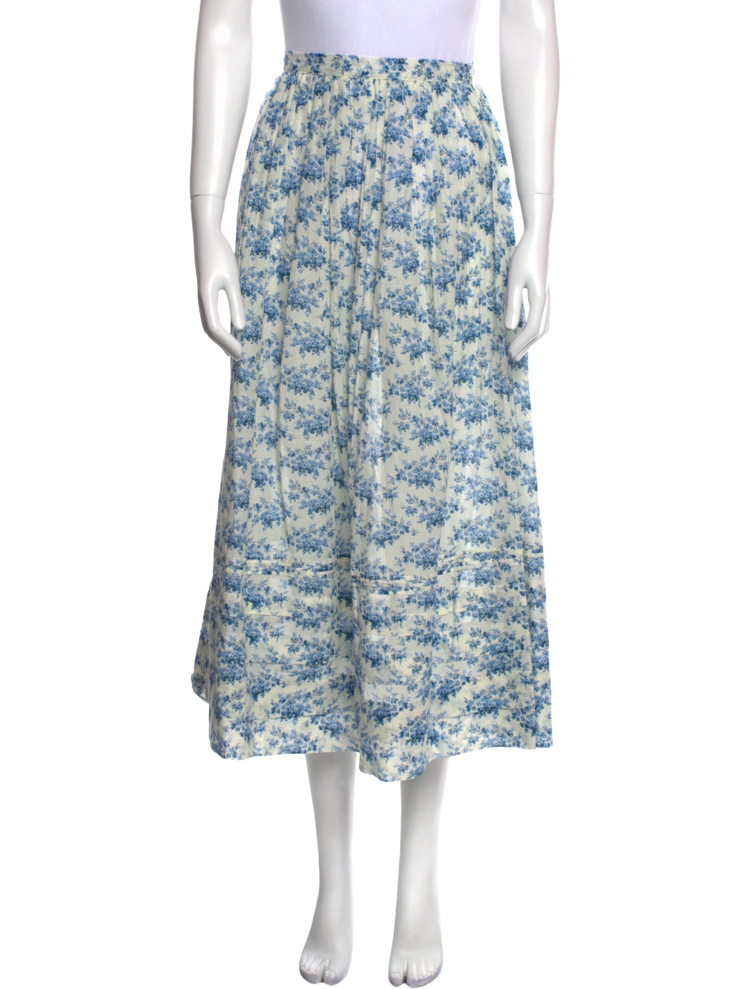 DÔEN Floral Print Midi Length Skirt