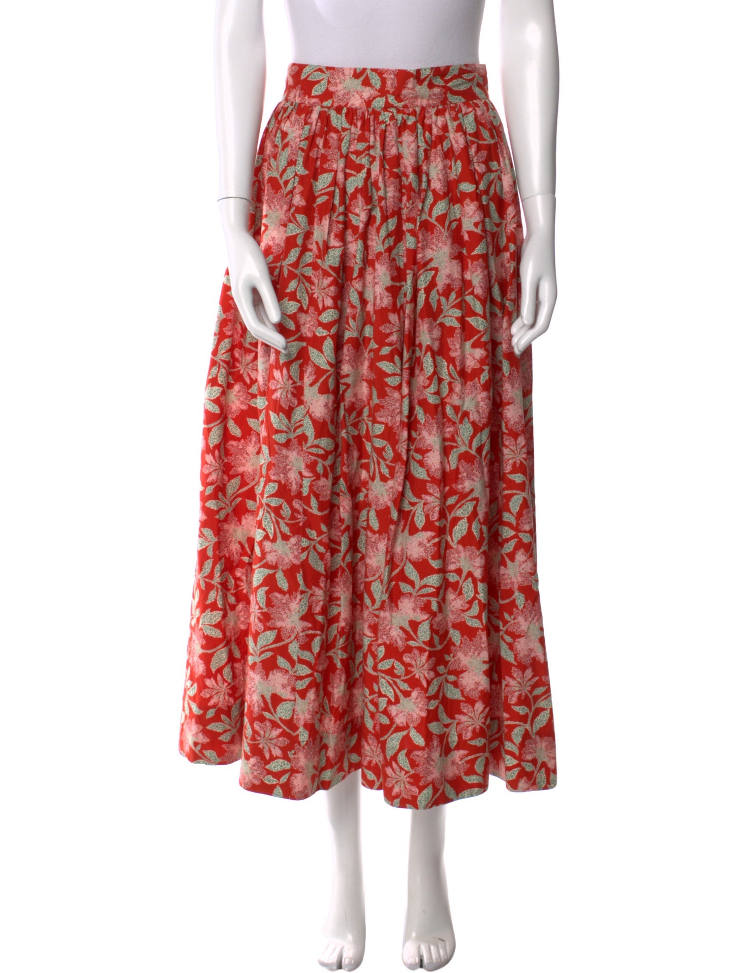 DÔEN Floral Print Midi Length Skirt