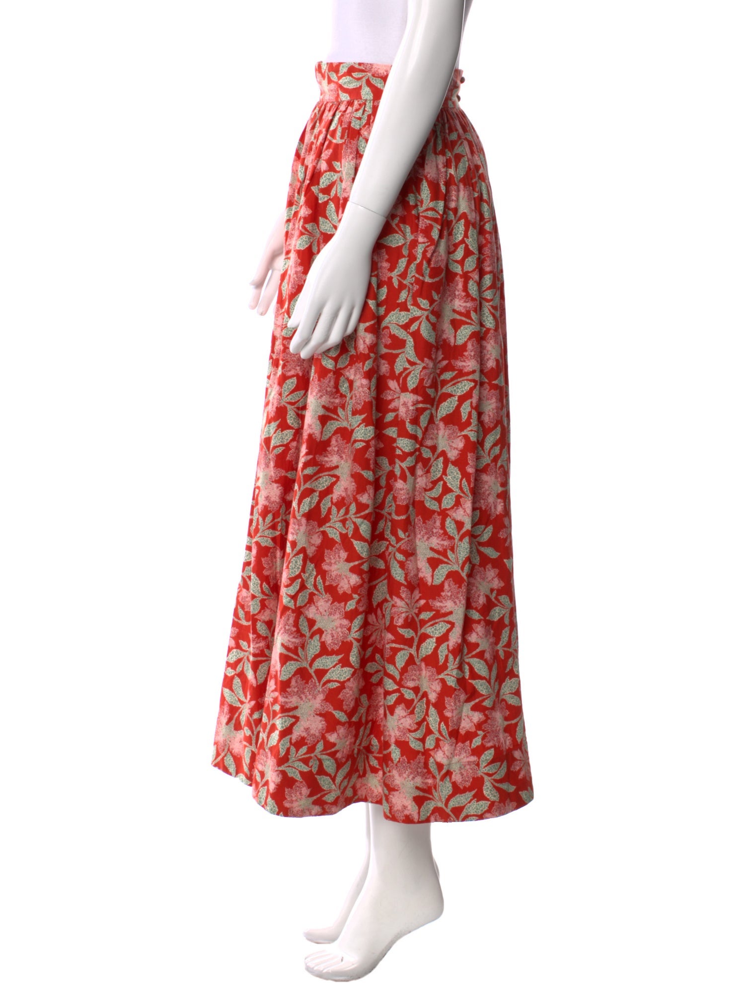 DÔEN Floral Print Midi Length Skirt