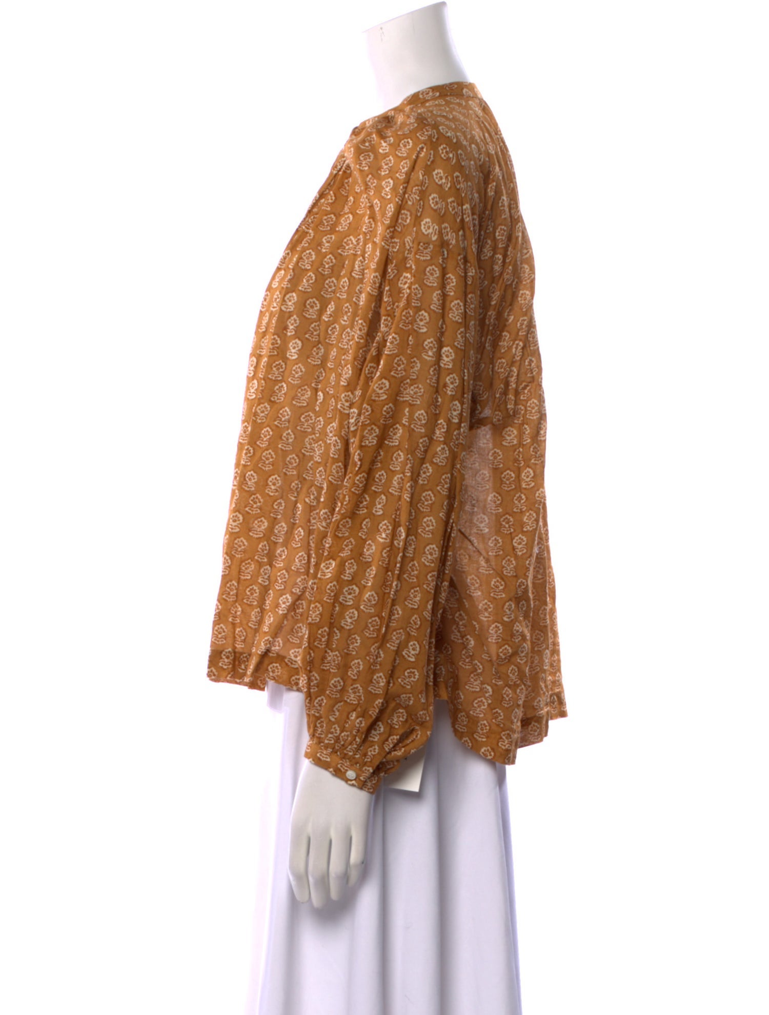 DÔEN Printed Crew Neck Blouse