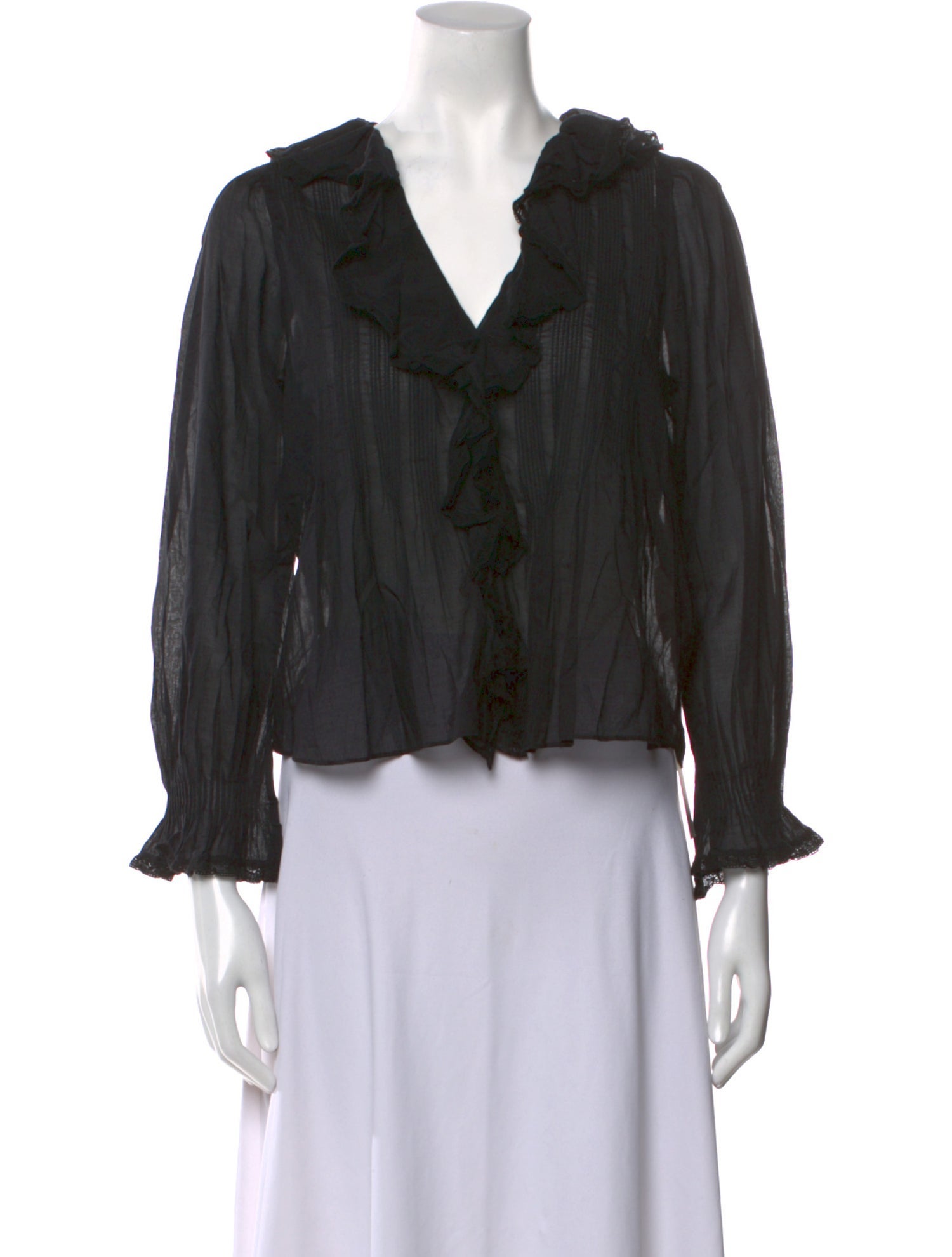 DÔEN V-Neck Three-Quarter Sleeve Blouse