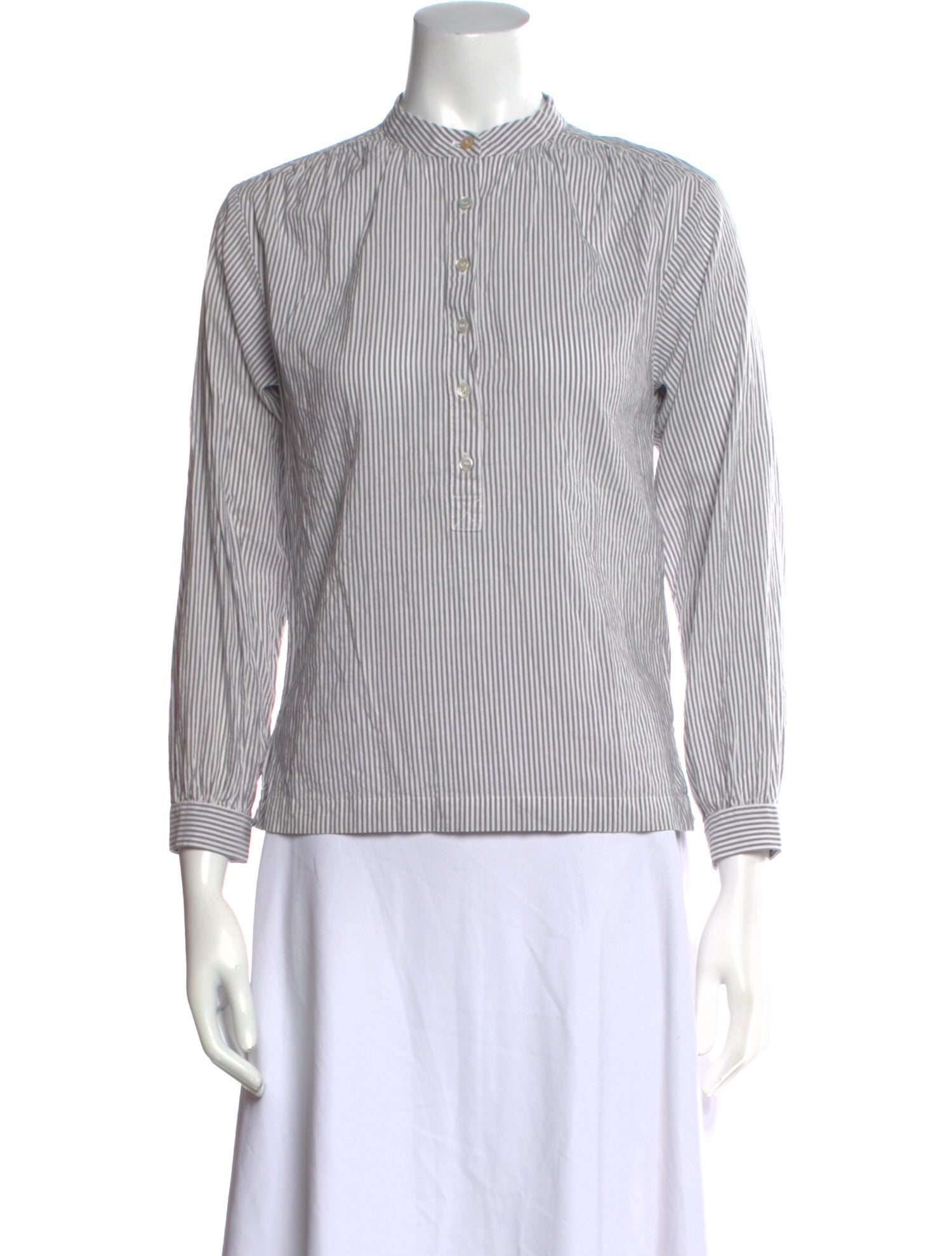 DÔEN Striped Mock Neck Top