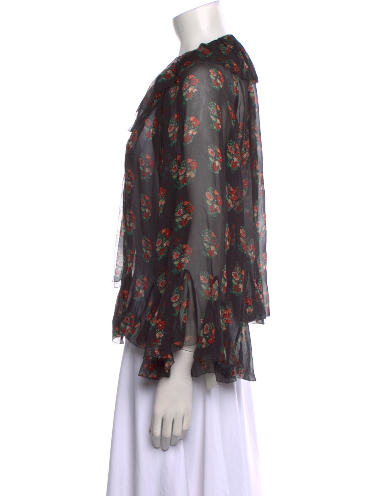 DÔEN Silk Floral Print Blouse