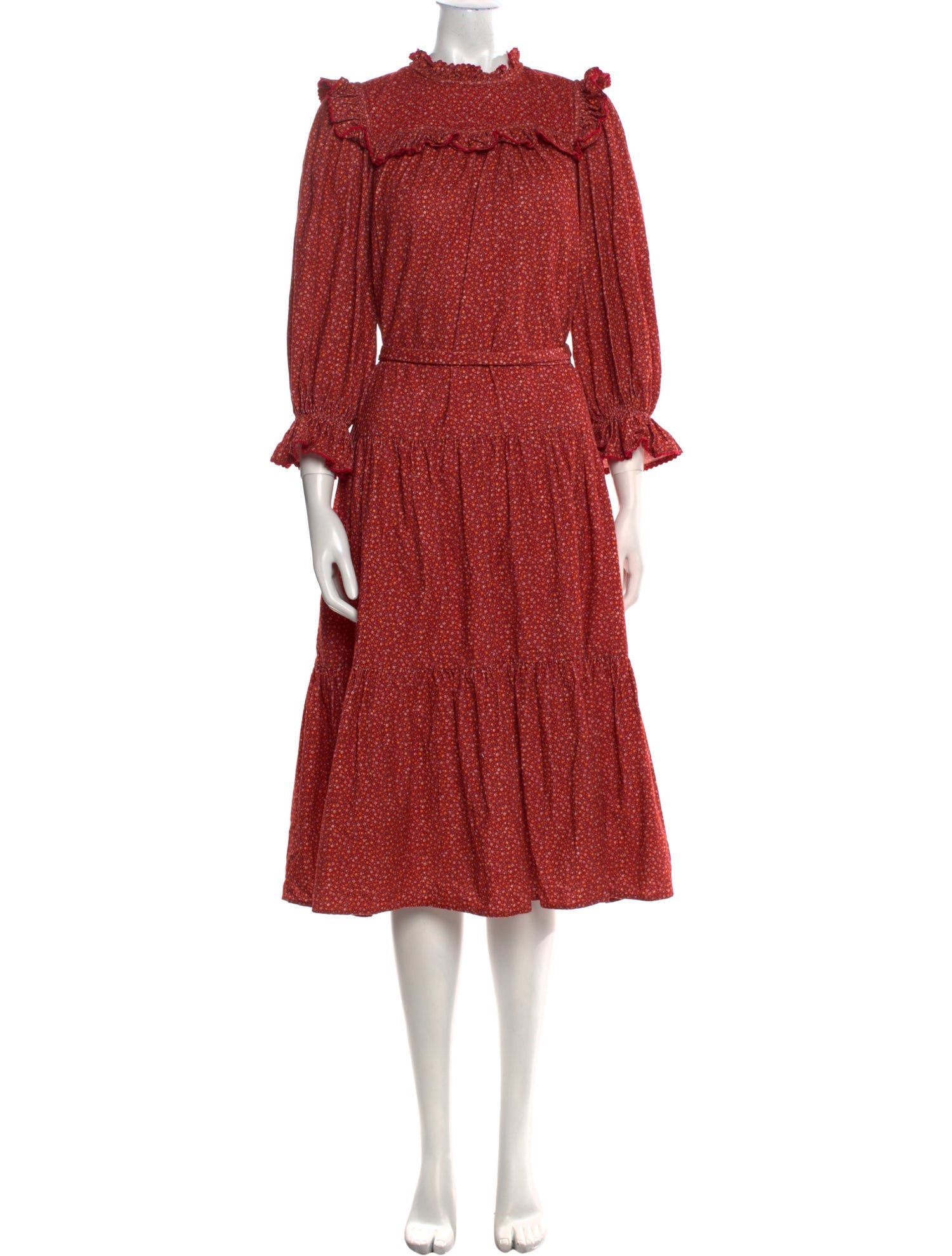 DÔEN Floral Print Midi Length Dress