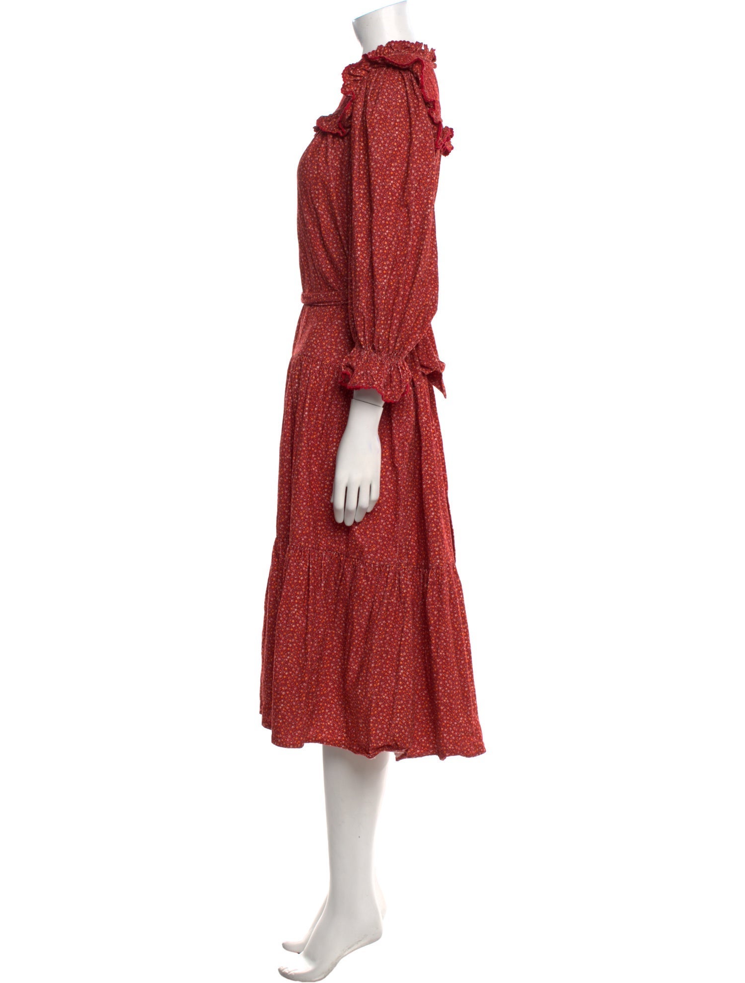 DÔEN Floral Print Midi Length Dress