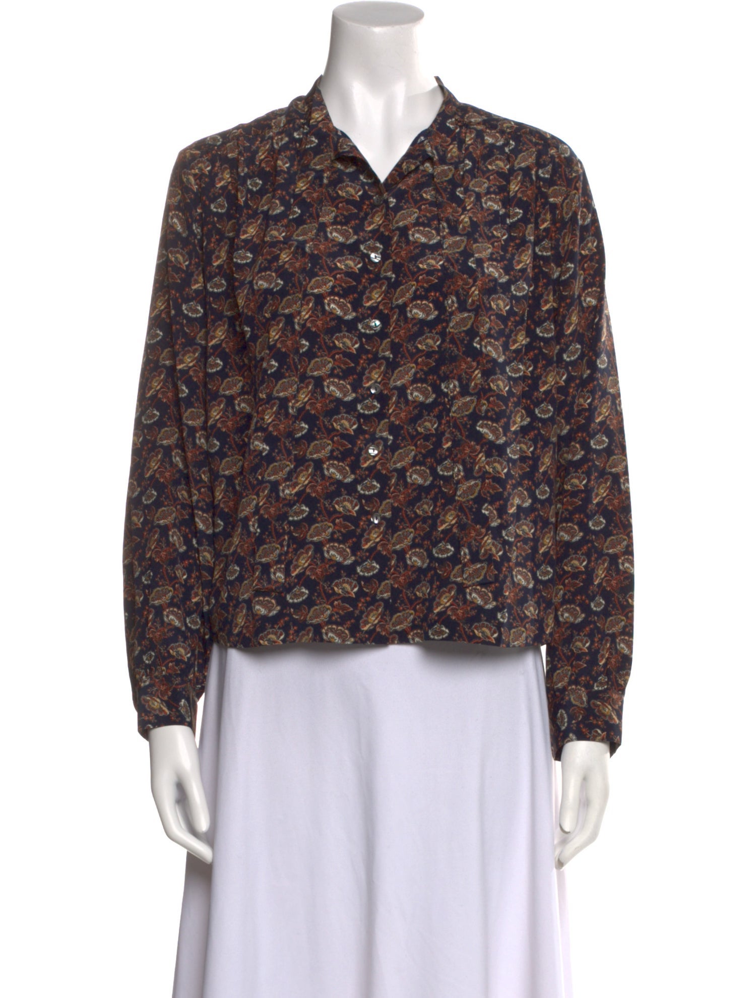 DÔEN Silk Floral Print Blouse