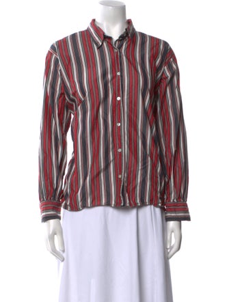 DÔEN Striped Long Sleeve Button-Up Top