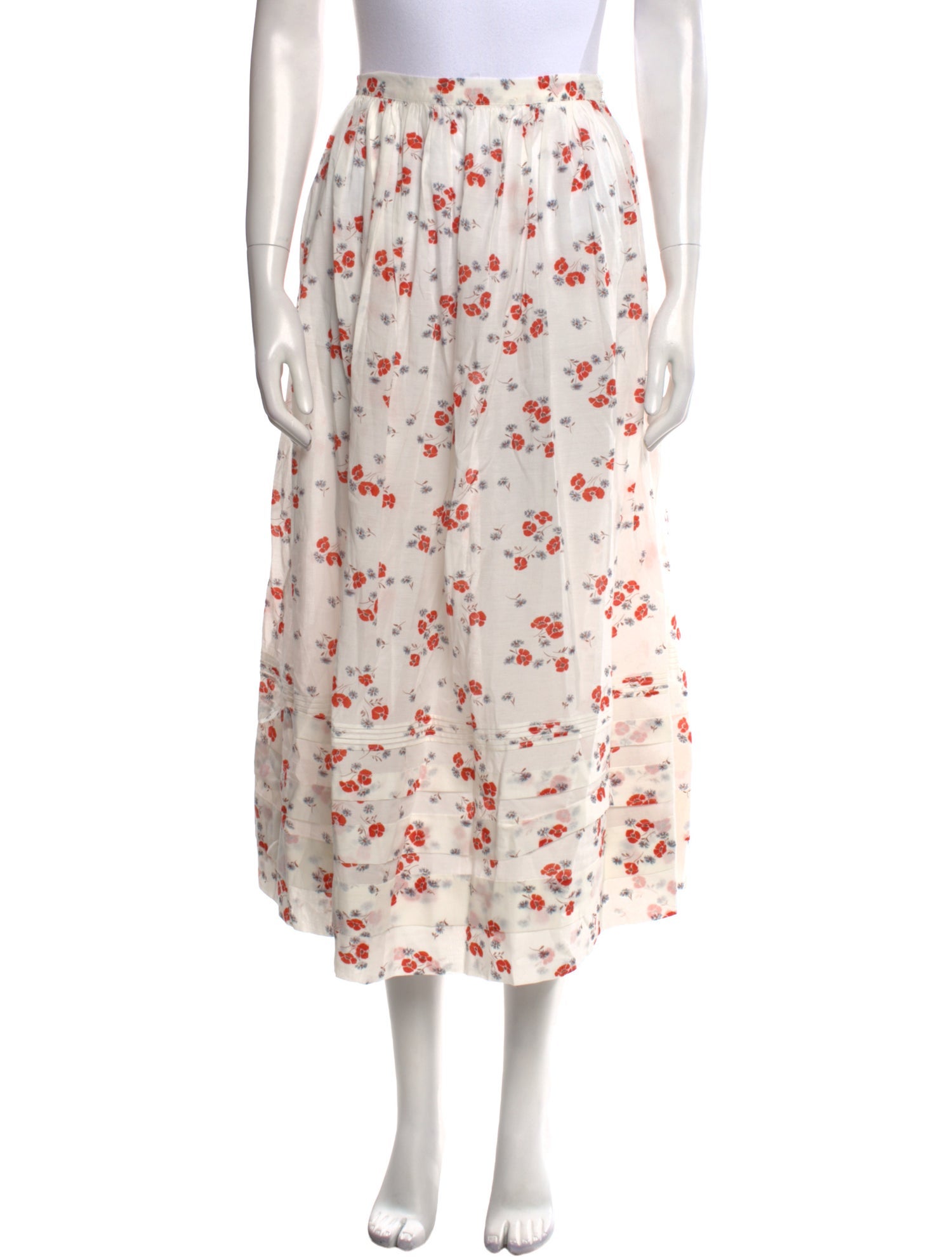 DÔEN Floral Print Midi Length Skirt