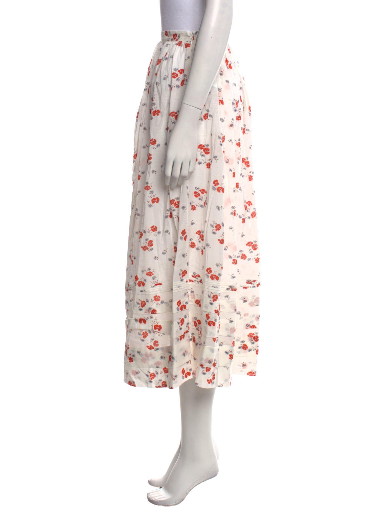 DÔEN Floral Print Midi Length Skirt