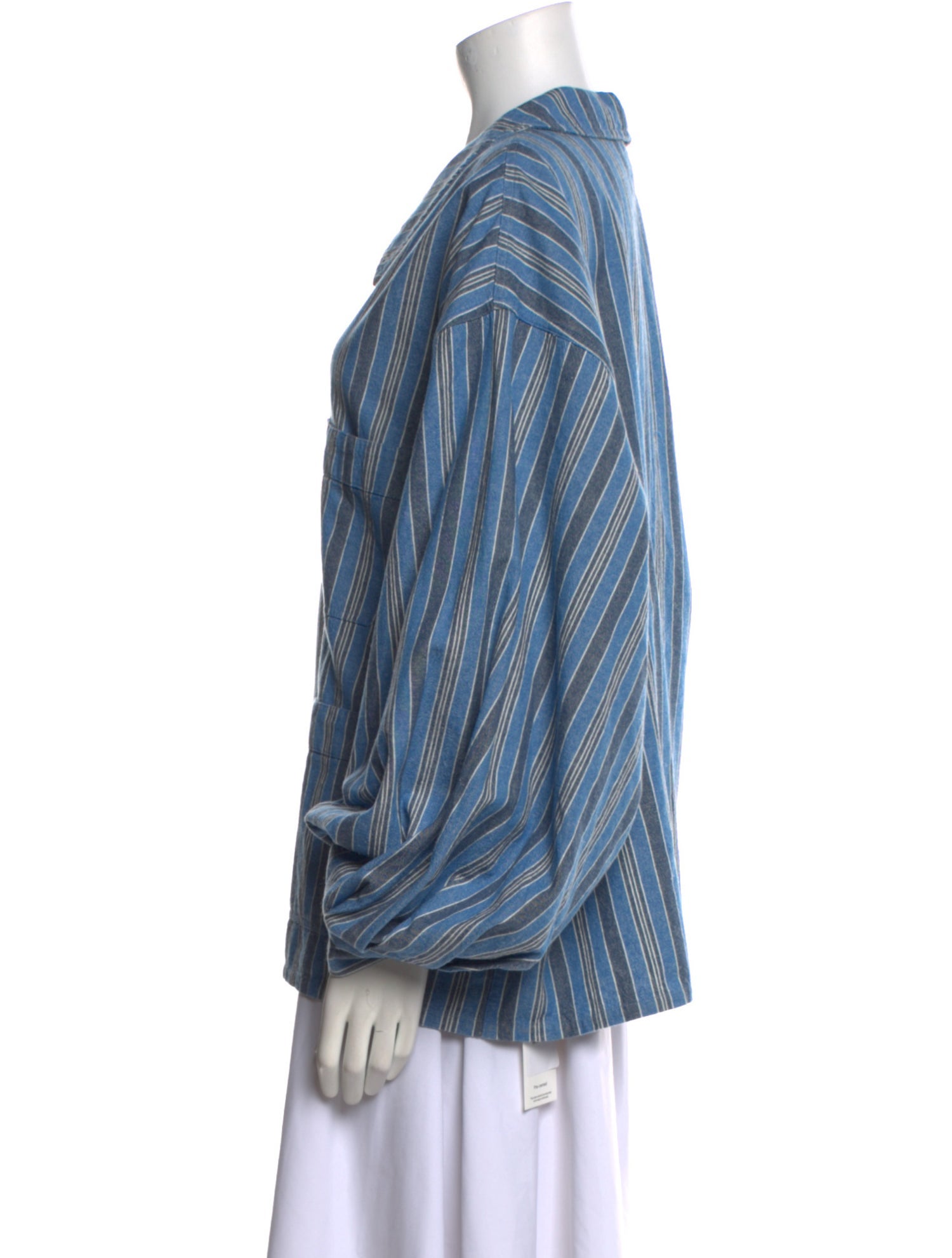 DÔEN Striped Long Sleeve Button-Up Top