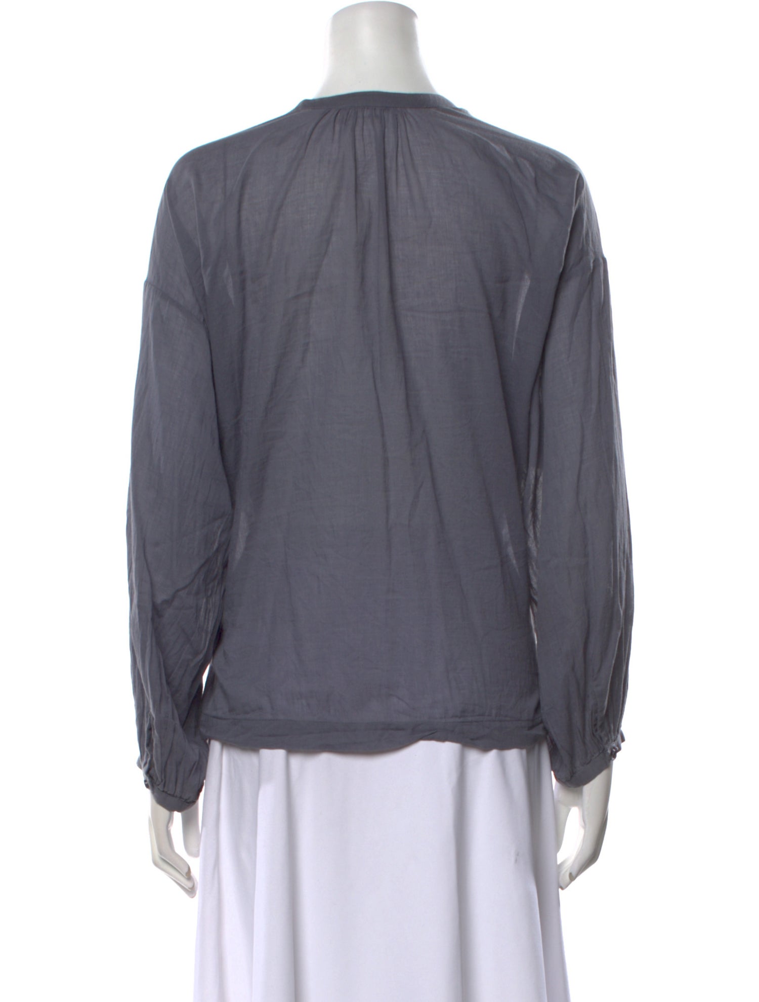 DÔEN Crew Neck Long Sleeve Button-Up Top