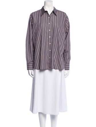 DÔEN Striped Long Sleeve Button-Up Top