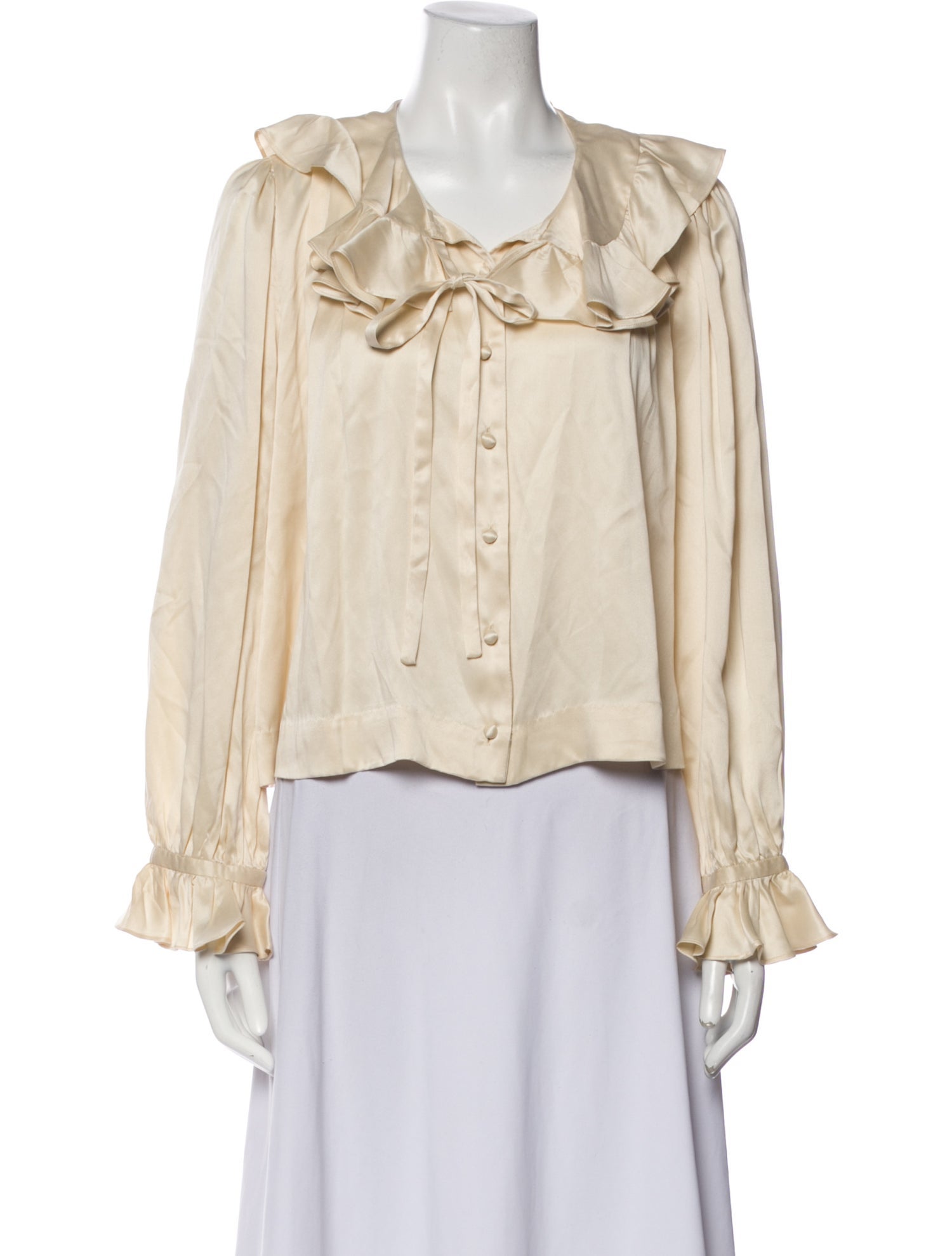 DÔEN Silk Scoop Neck Button-Up Top